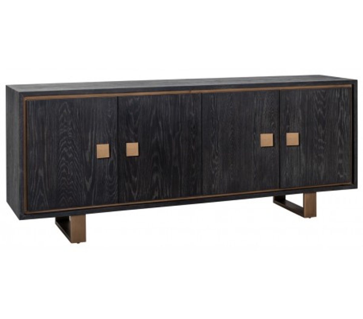 Hunter sideboard i egetræsfinér og stål B220 cm - Sort/Antik guld