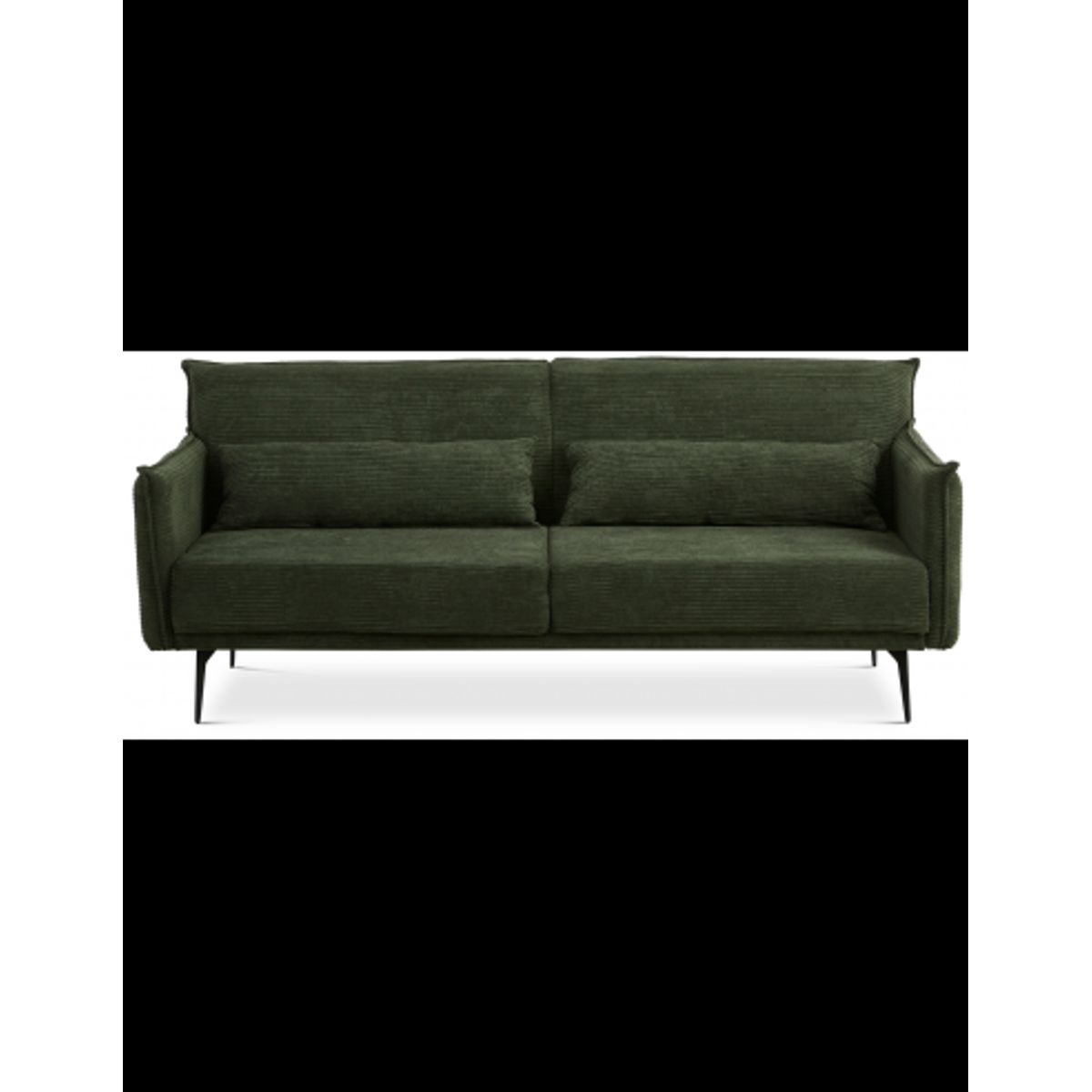 Hunter sovesofa i corduroy og metal 207 x 86 cm - Sort/Mosgrøn