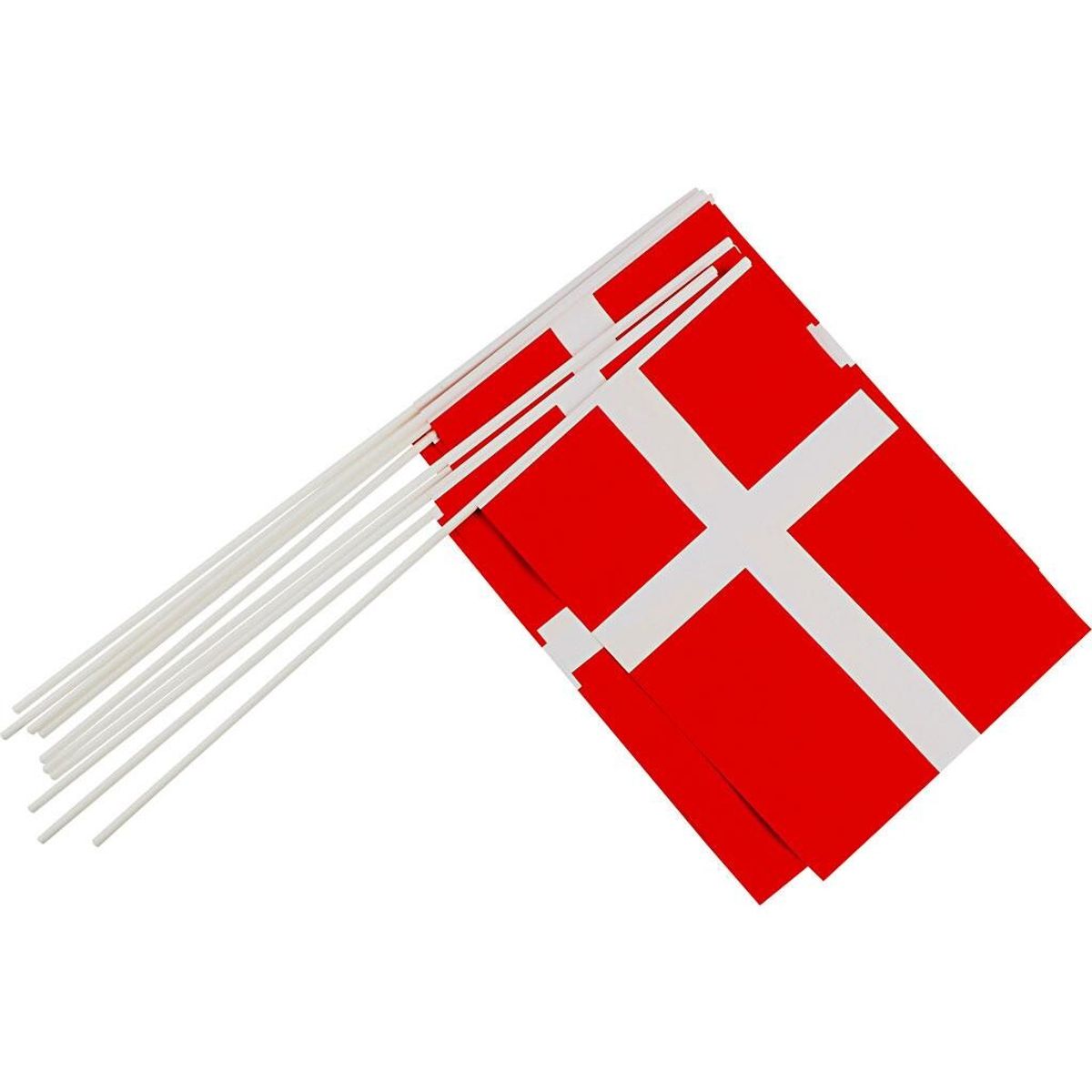 Hurraflag, 20x25 cm, Danmark, 10 stk.