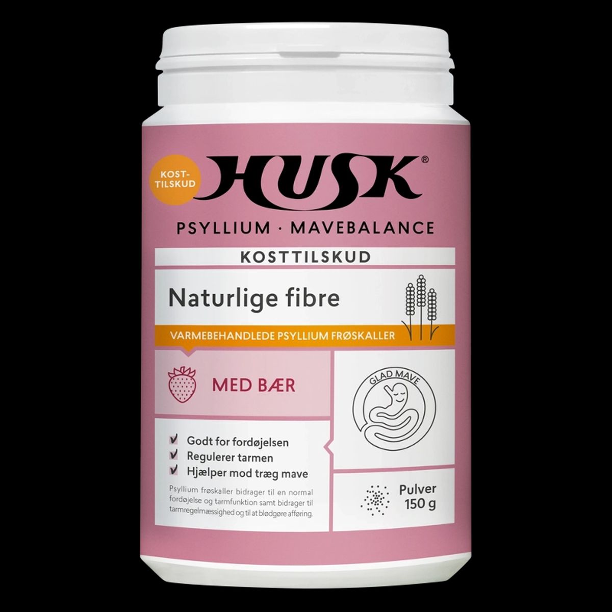 HUSK Psyllium Mavebalance Pulver Med Bær 150 gr.