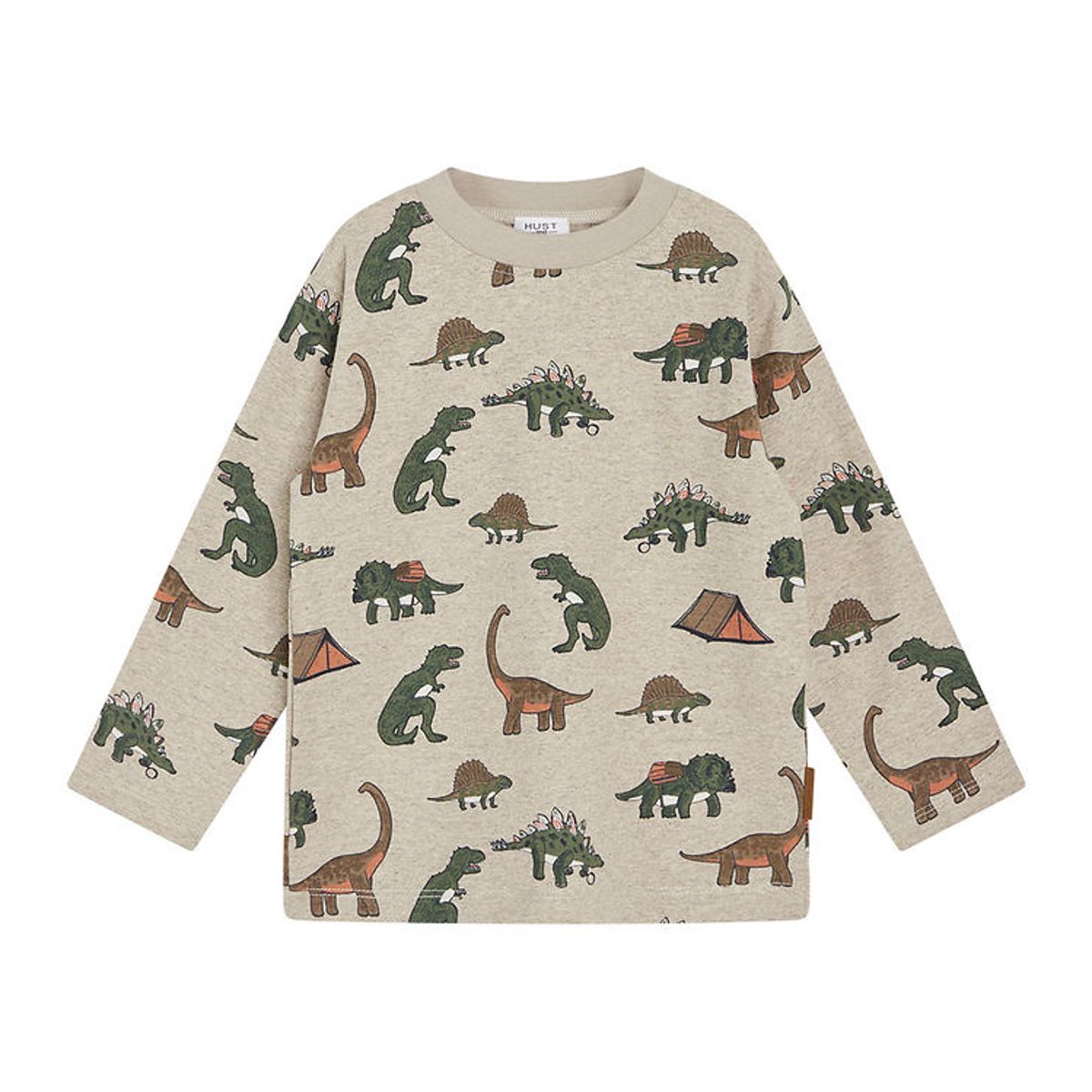 Hust and Claire Bluse - Anton - Beige Melange m. Dinosaurer