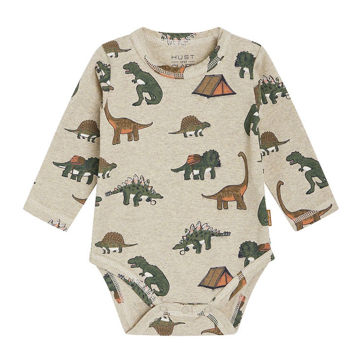 Hust and Claire Body l/æ - Buster - Beige Melange m. Dinosaurer