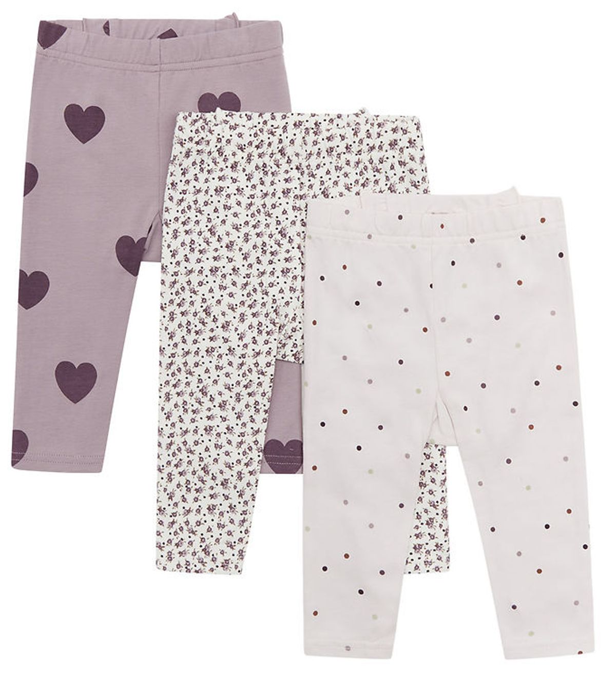 Hust and Claire Leggings - 3-pak - Liva - Purple Dove m. Flæser