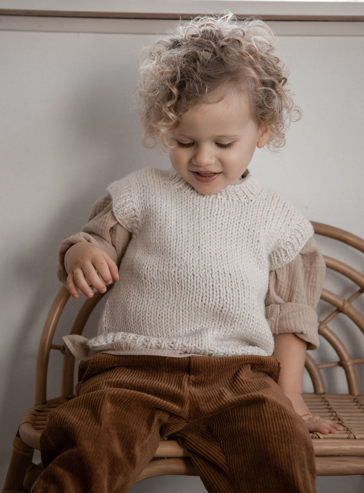 Huttelihut Alpaca Uld Plainy Vest - Camel - 2-4 år