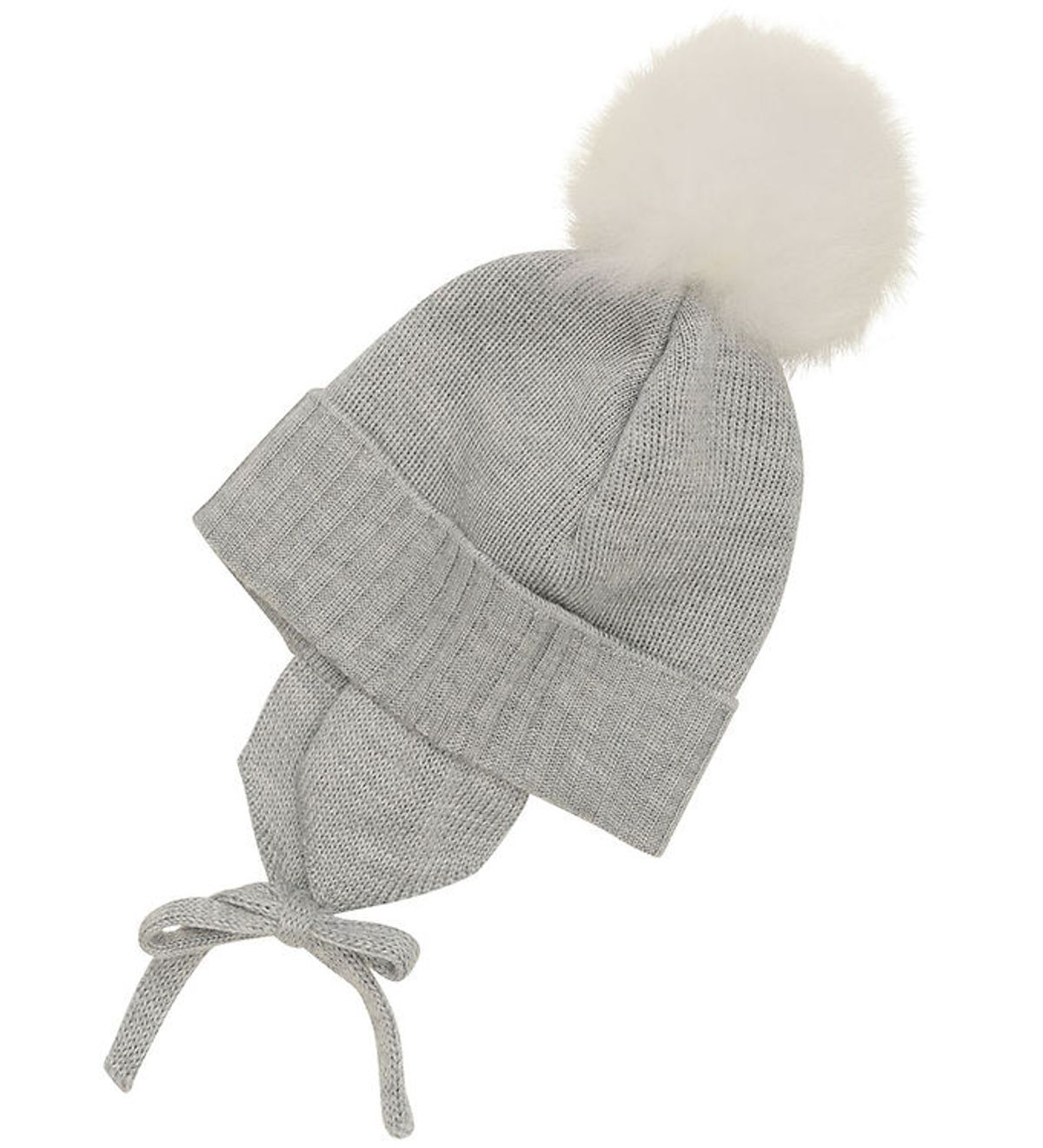 Huttelihut Hue m. Øreflapper - Strik - Uld - Medium Grey Melange