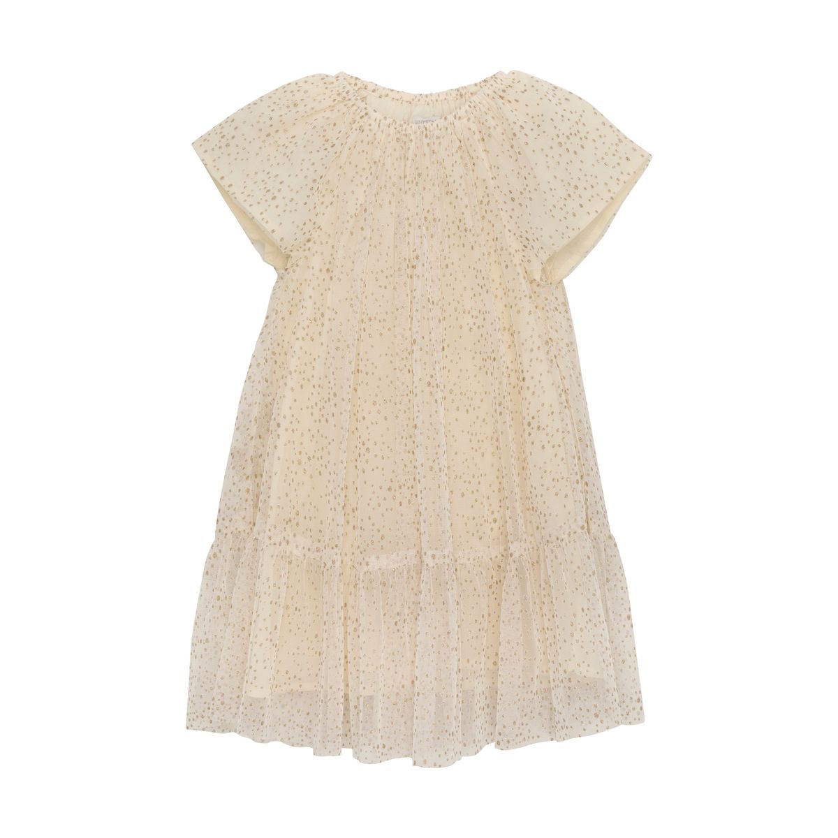 Huttelihut Tulle Gold Dress - Eggnog - 86 cm