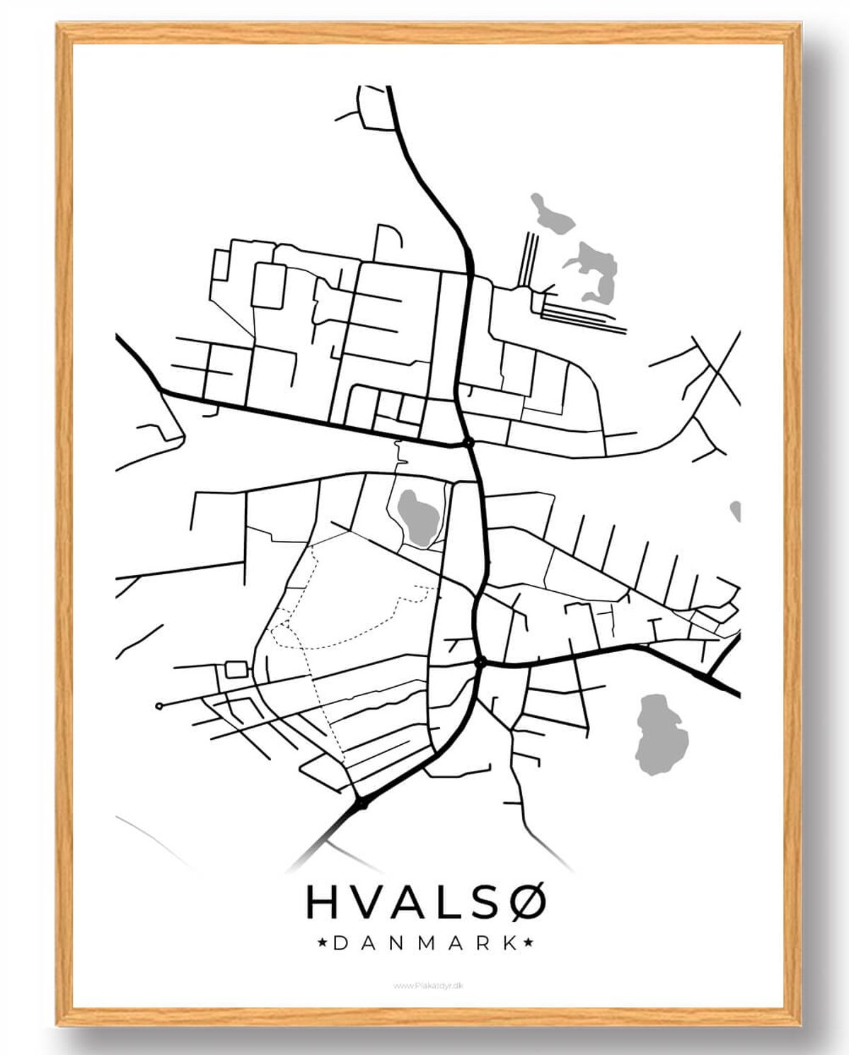 Hvalsø by plakat - hvid (Størrelse: L - 50x70cm (B2))