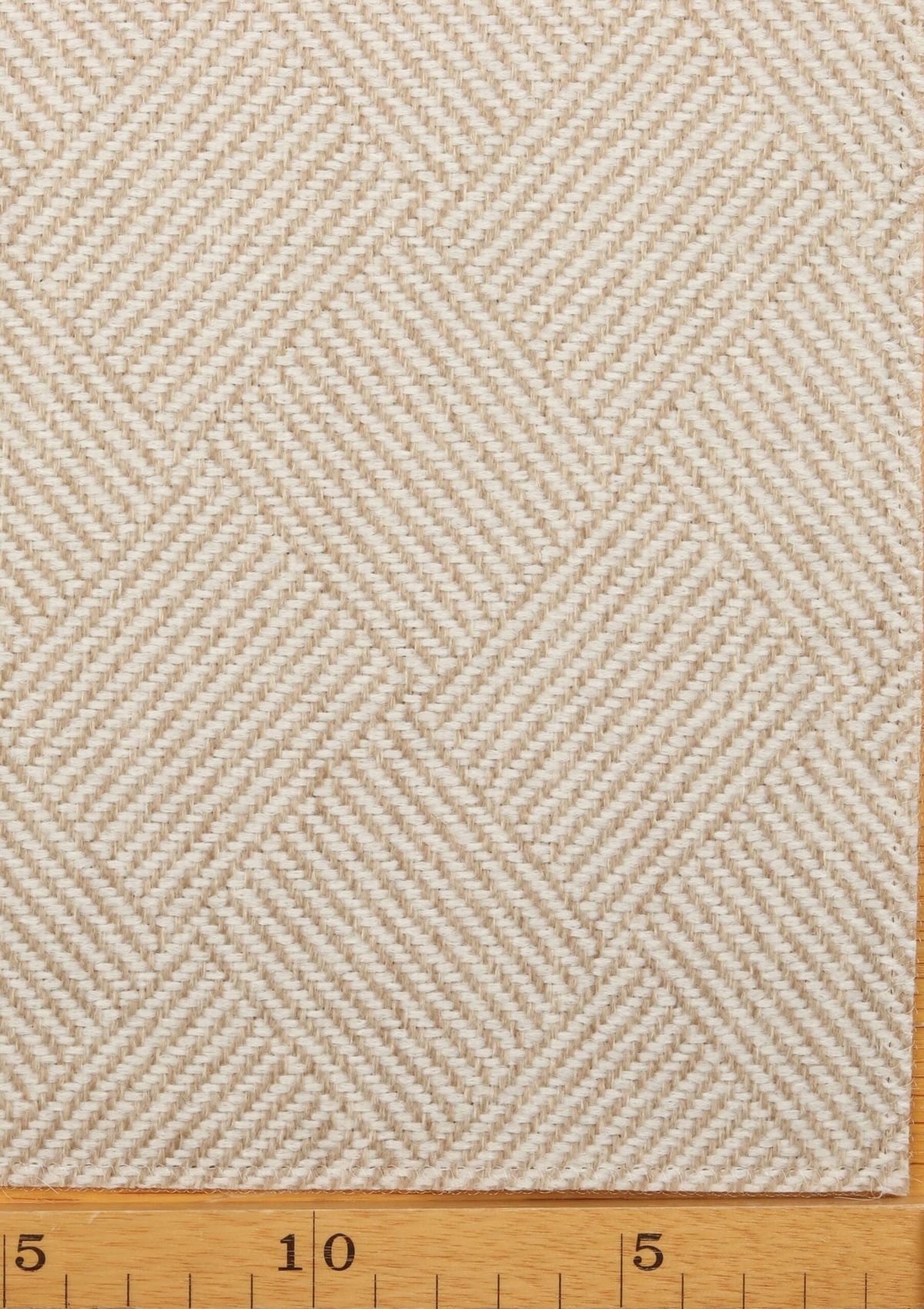 Hvid/beige møbelstof - Uld/polyester