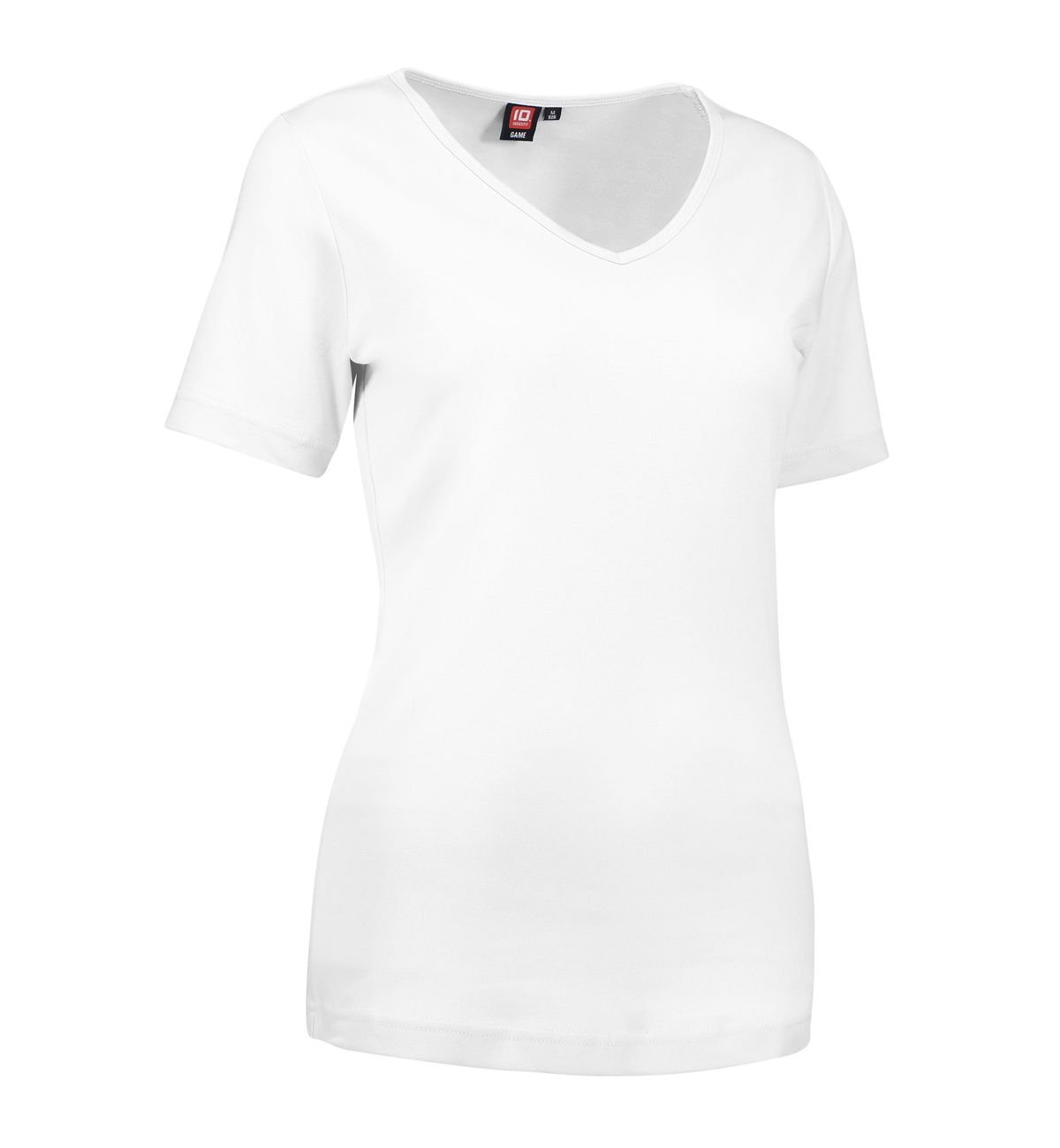 Hvid dame t-shirt med v-hals - 3XL