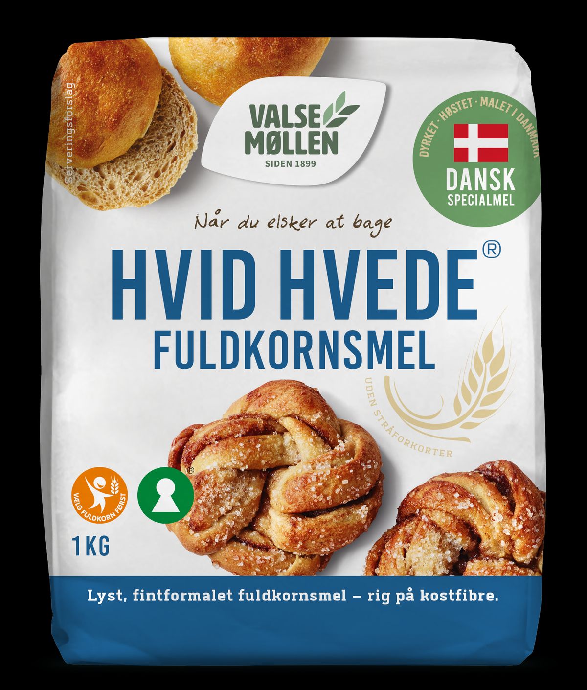 Hvid hvede fuldkornsmel 1 kg - Valsemøllen