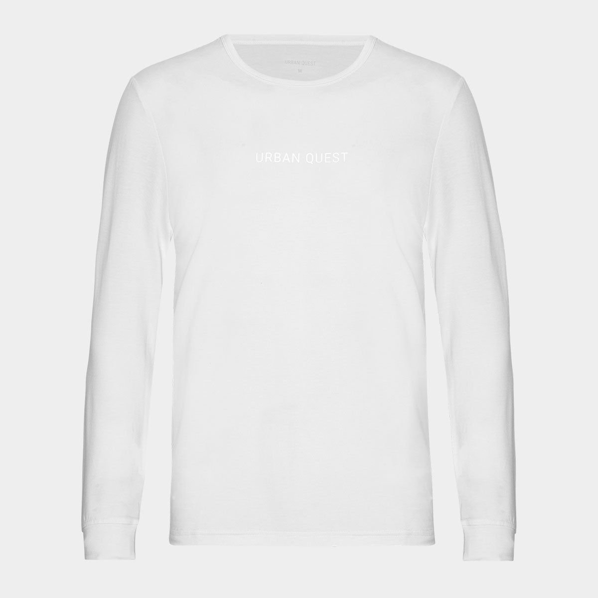 Hvid langærmet bambus T-shirt med rund hals fra Urban Quest, L