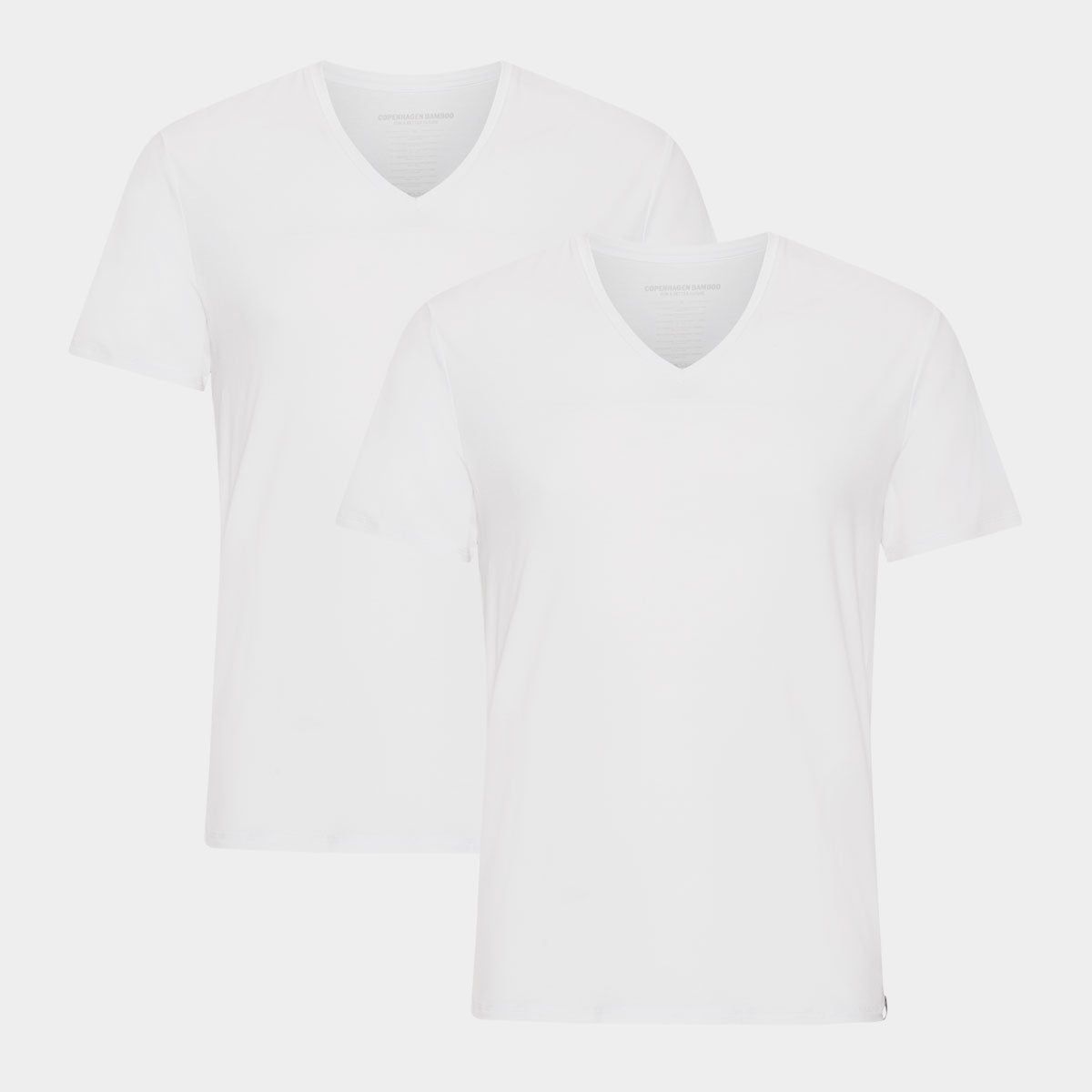 Hvide bambus slim fit T-shirt med v-hals fra Copenhagen Bamboo, M