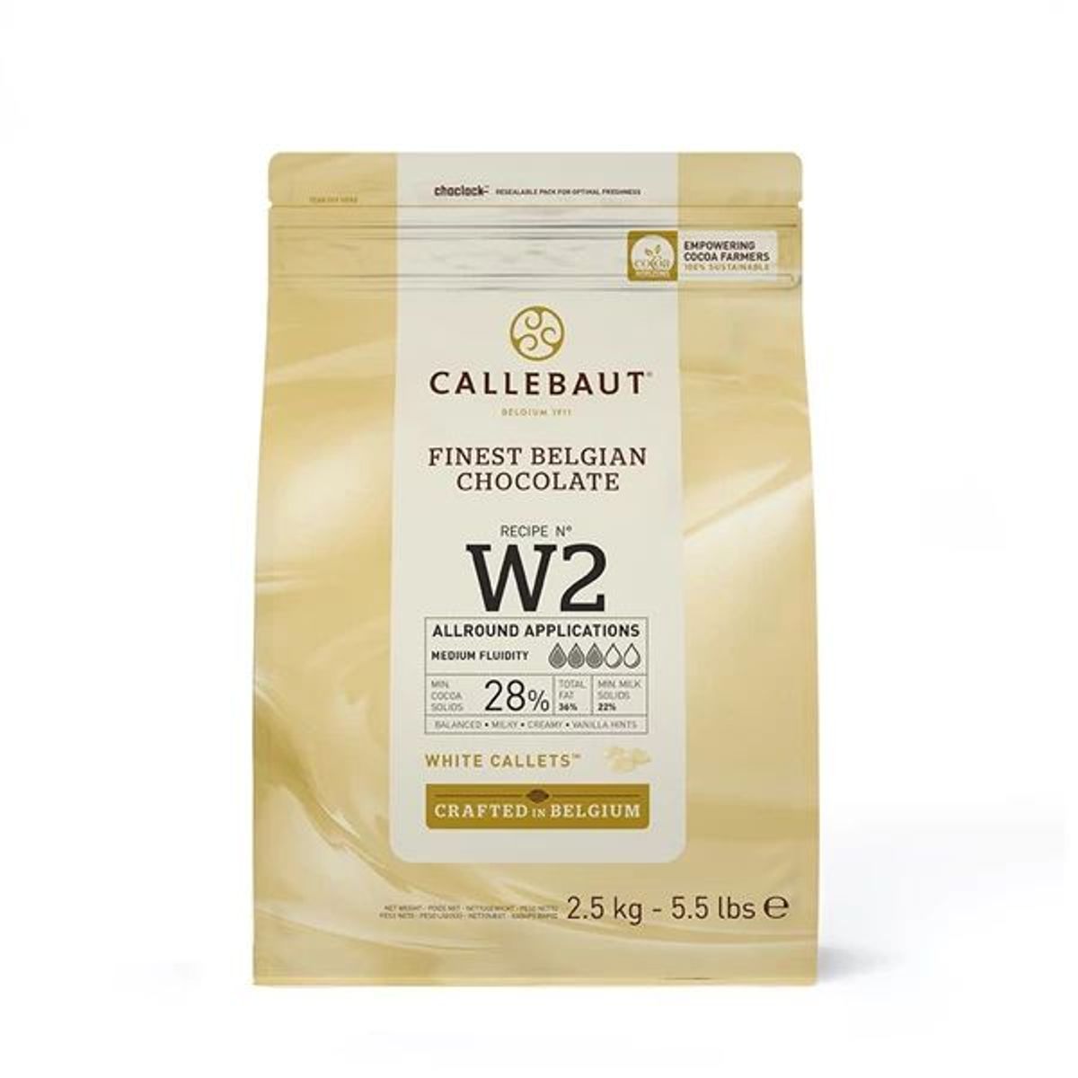 Hvide Overtrækschokoladeknapper 28% Barry Callebaut 2.5kg