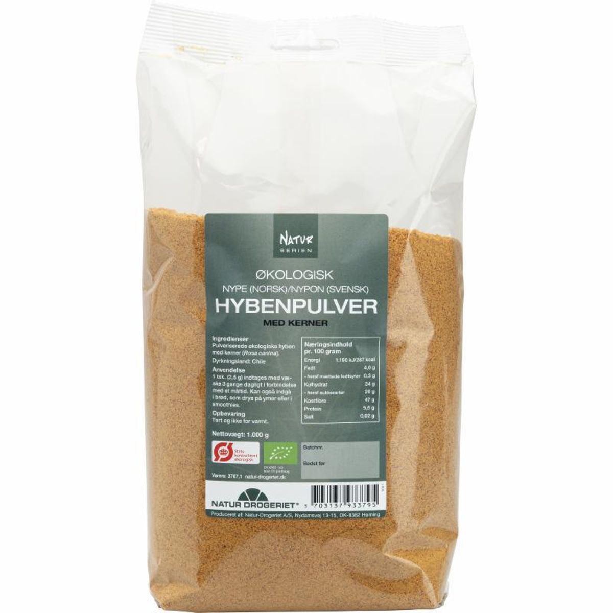 Hyben pulver, fin Økologisk - 1 kg.