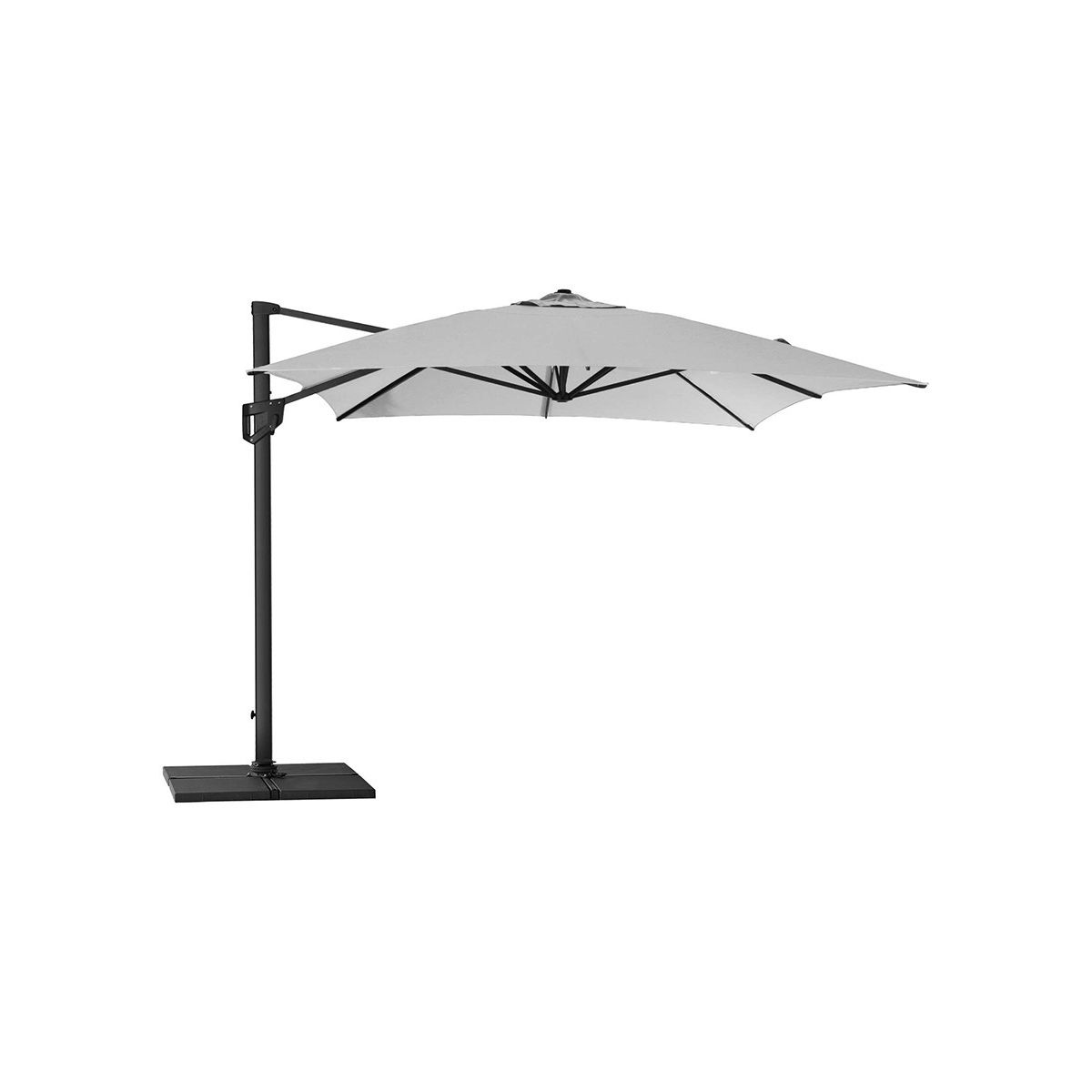 Hyde Luxe Parasol 3x3 m. med tilt inkl. fod fra Cane-line (Light grey)