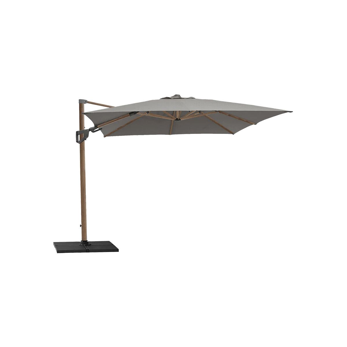 Hyde Luxe Parasol 3x3 m. med tilt inkl. fod fra Cane-line (Taupe/Wood Look)