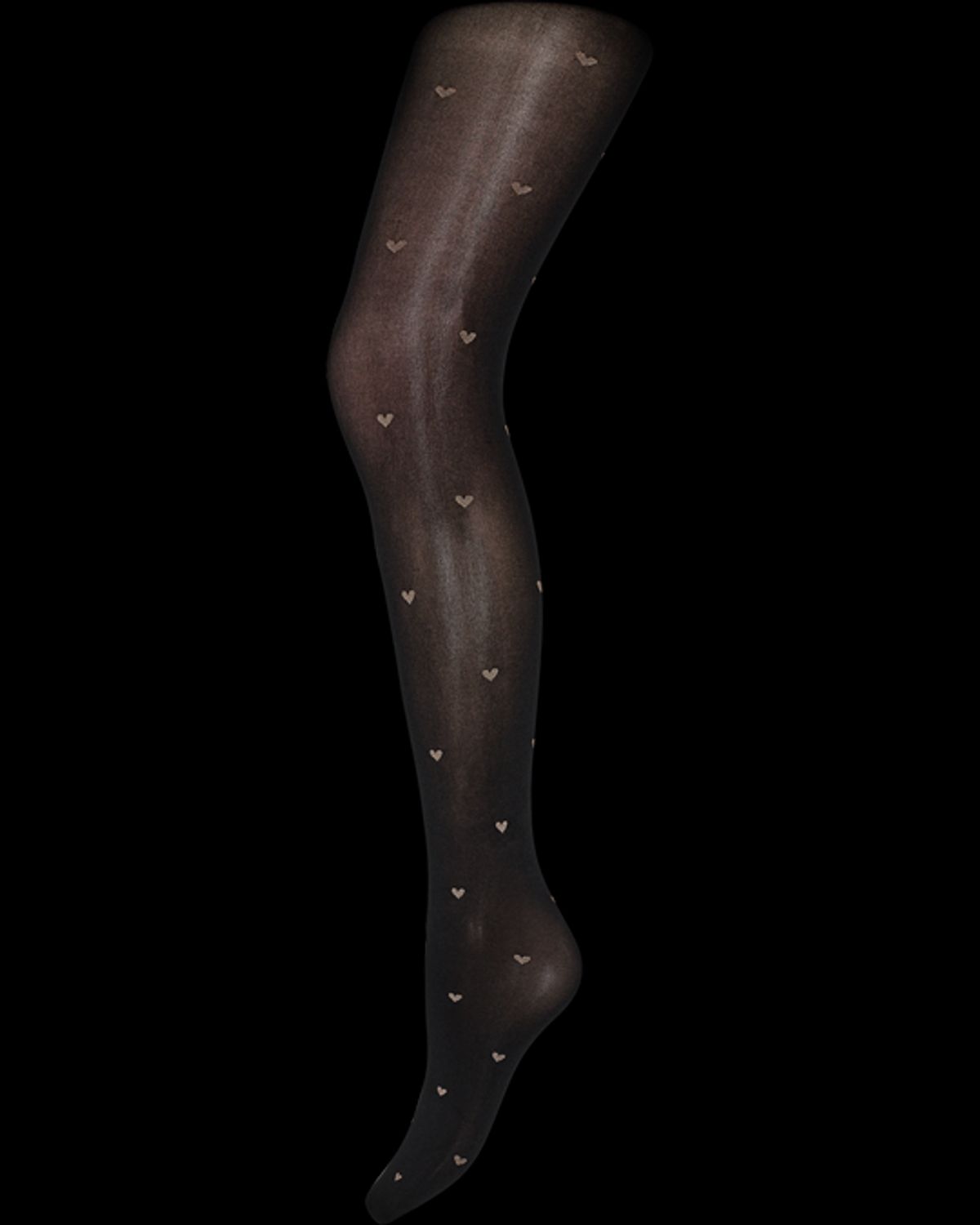 Hype The Detail - Micro Tights Lysebrun Hjerter 50Den - Sort