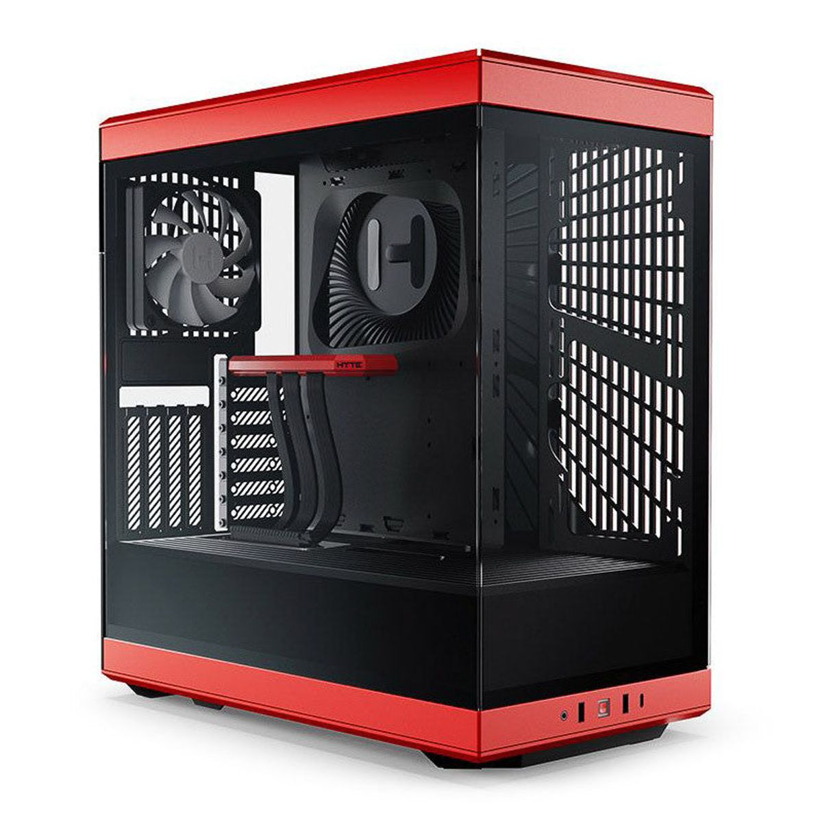 HYTE Y40 Red Miditower - Panoramic Glass Veil, included PCIe 4.0 riser cable, 2 included fans