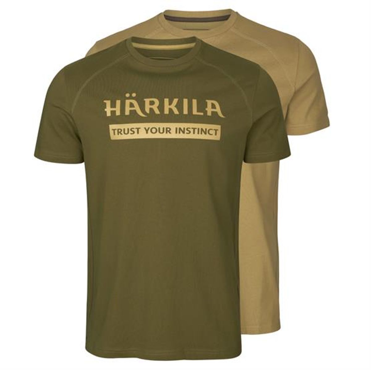 Härkila Logo T-Shirt 2-Pack Mens, Antique Sand / Dark Olive