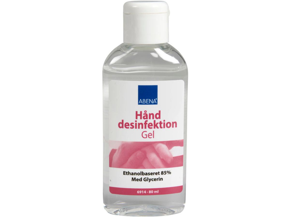 Hånddesinfektion Abena gel 85% 80 ml med Klaplåg