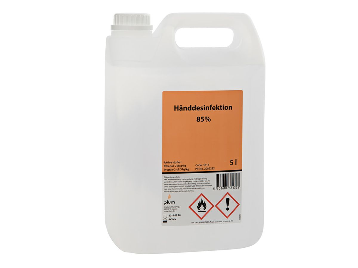 Hånddesinfektion Plum Flydende 85% 3 x 5 Liter