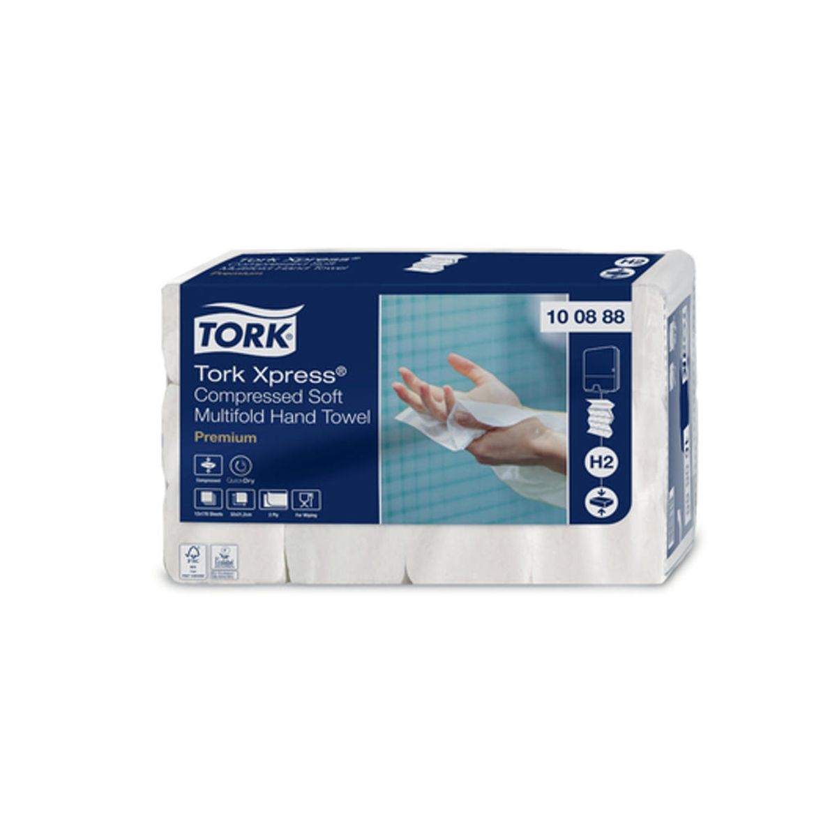 Håndklædeark Tork H2 100888 Premium Soft 2-lags Komprimerede 12x170 ark