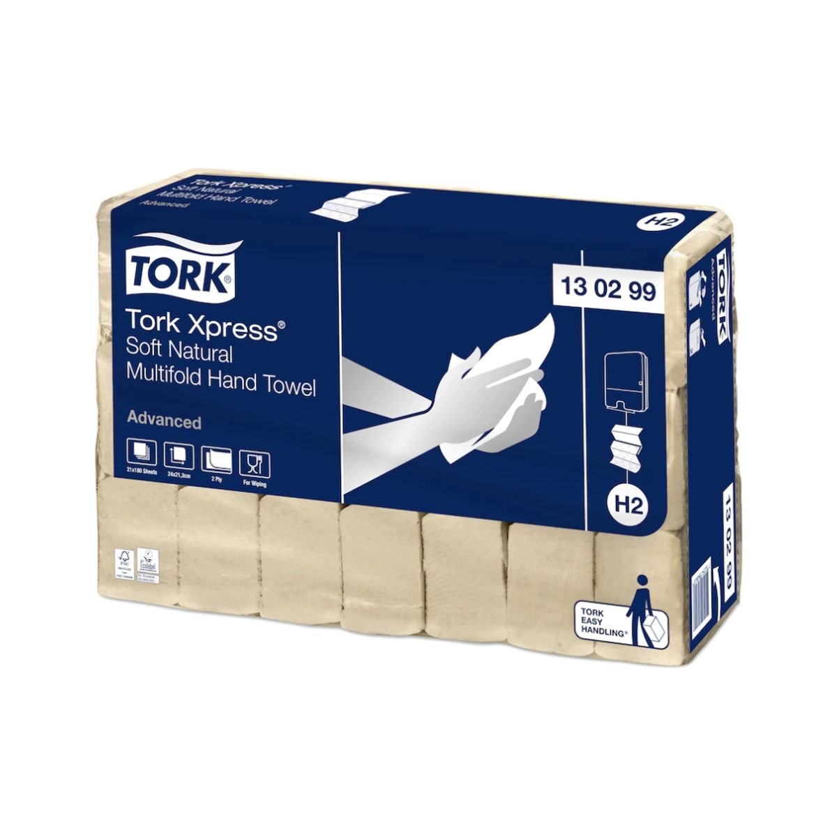 Håndklædeark Tork H2 130299 Soft Natur 2-lags 21x180 ark