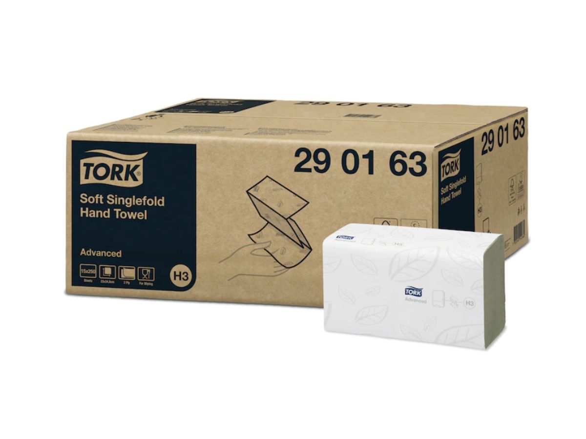 Håndklædeark Tork H3 290163 Soft 2-lags 15x250 ark