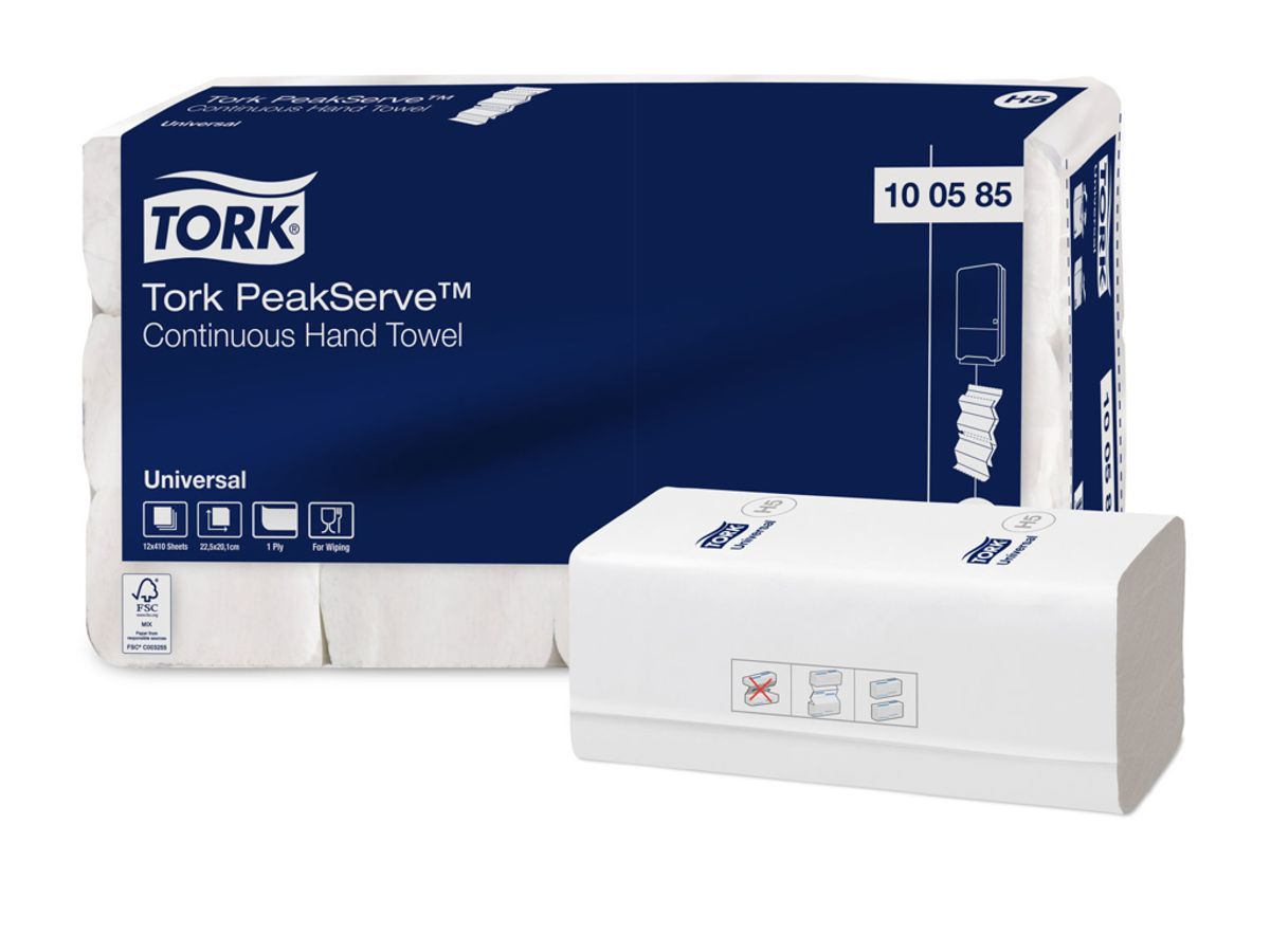 Håndklædeark Tork H5 100585 Universal 1-lags 12x410 ark