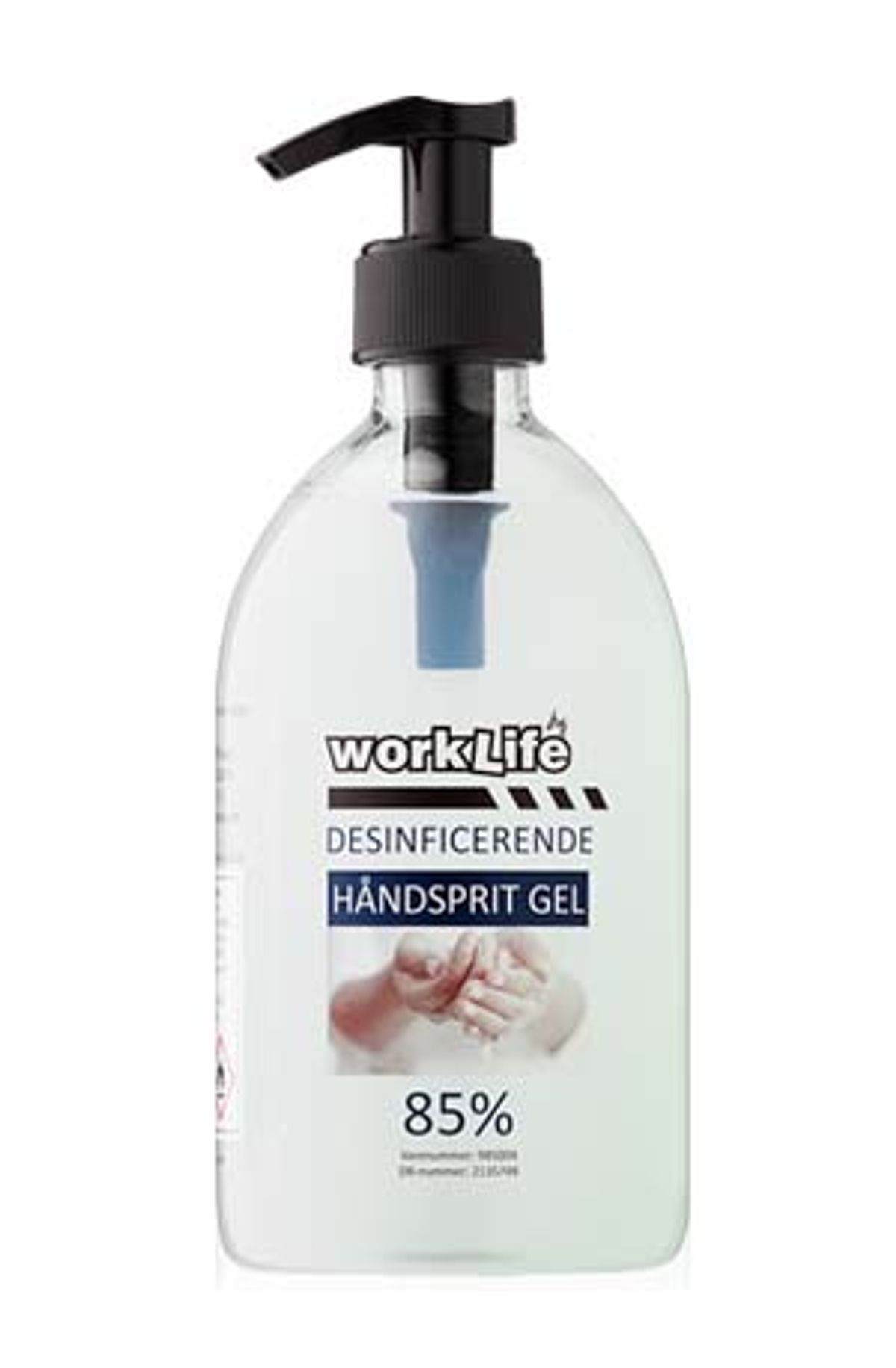 Håndsprit med pumpe - Worklife Hånddesinfektion Gel 85% - 500 ML.