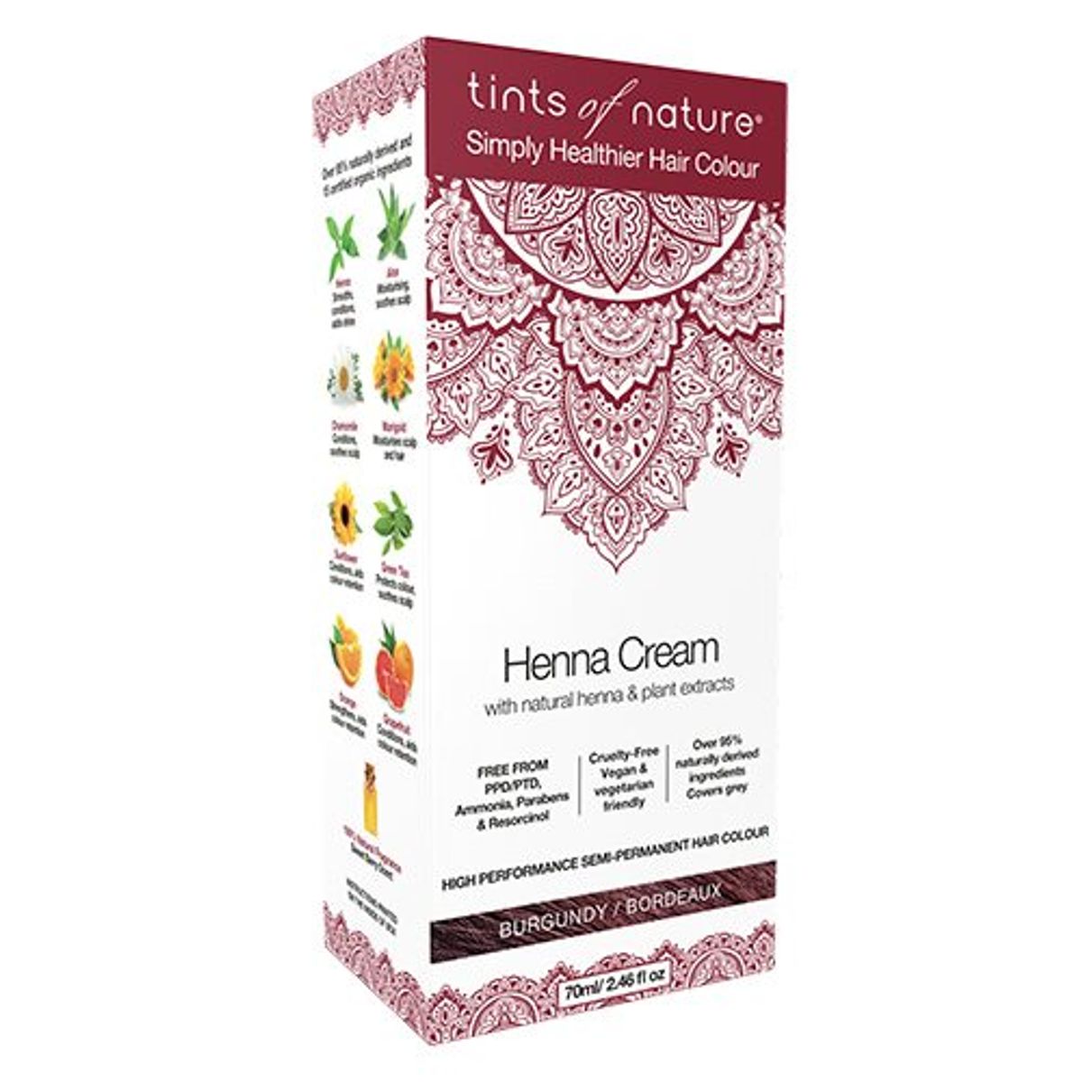 Hårfarve Henna Creme Burgundy Tints of Nature, 70 ml