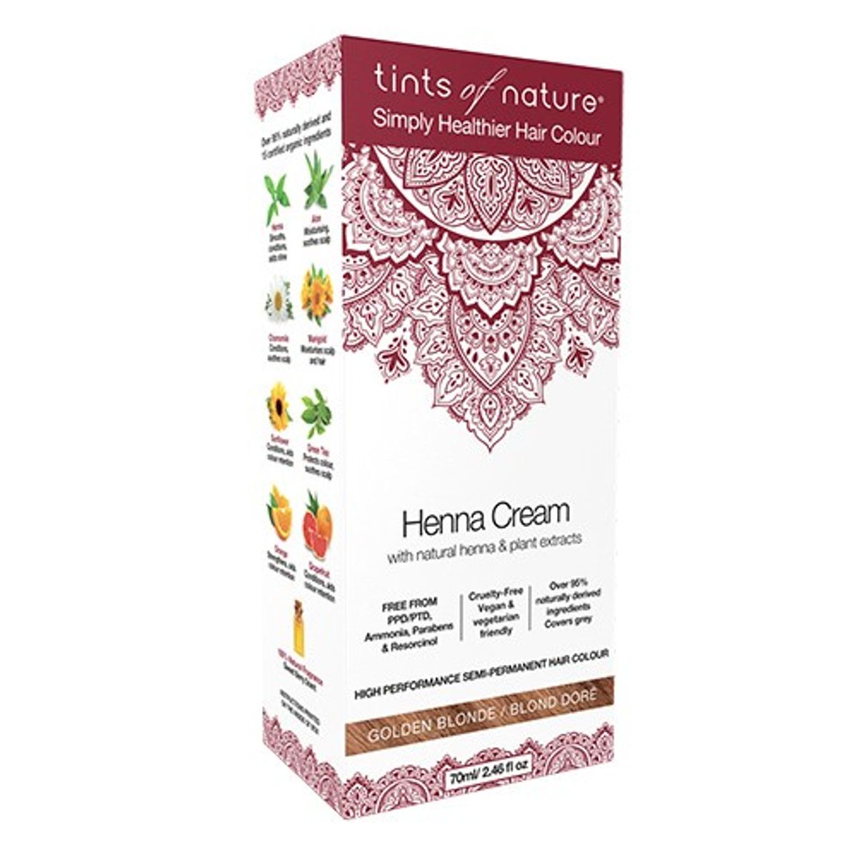 Hårfarve Henna Creme Golden Blonde - 70 ml - Tints of Nature