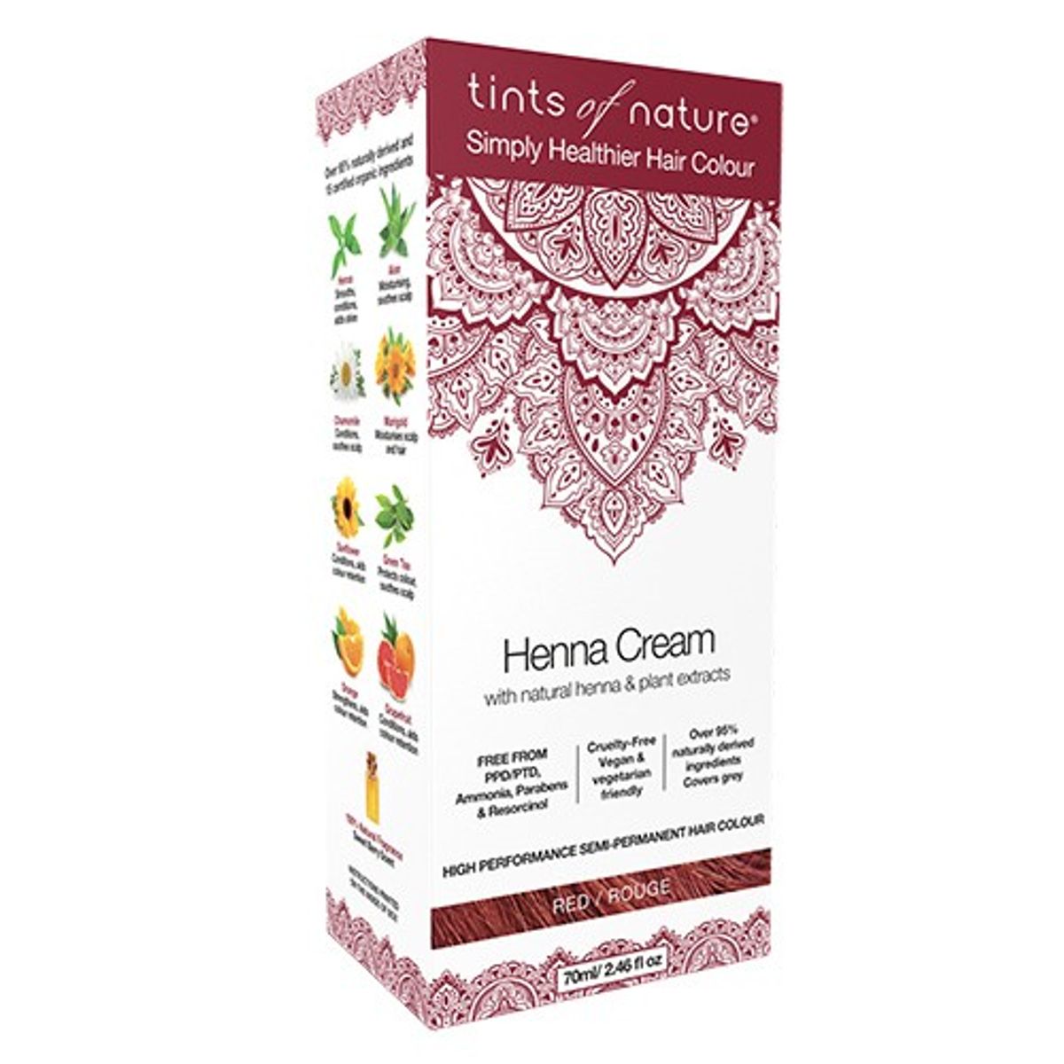 Hårfarve Henna Creme Red - 70 ml - Tints of Nature