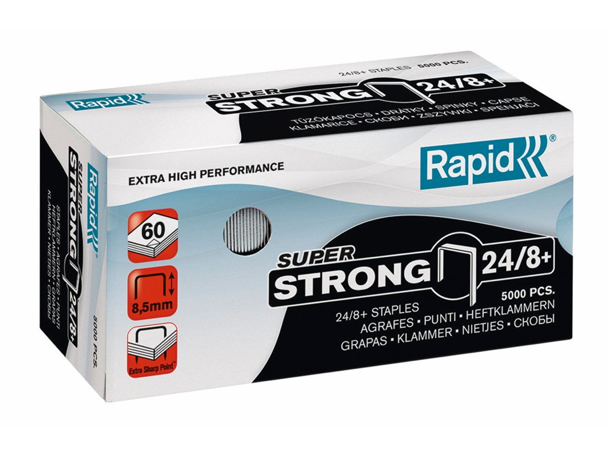 Hæfteklamme 24/8+ Super Strong Rapid 5000 stk.