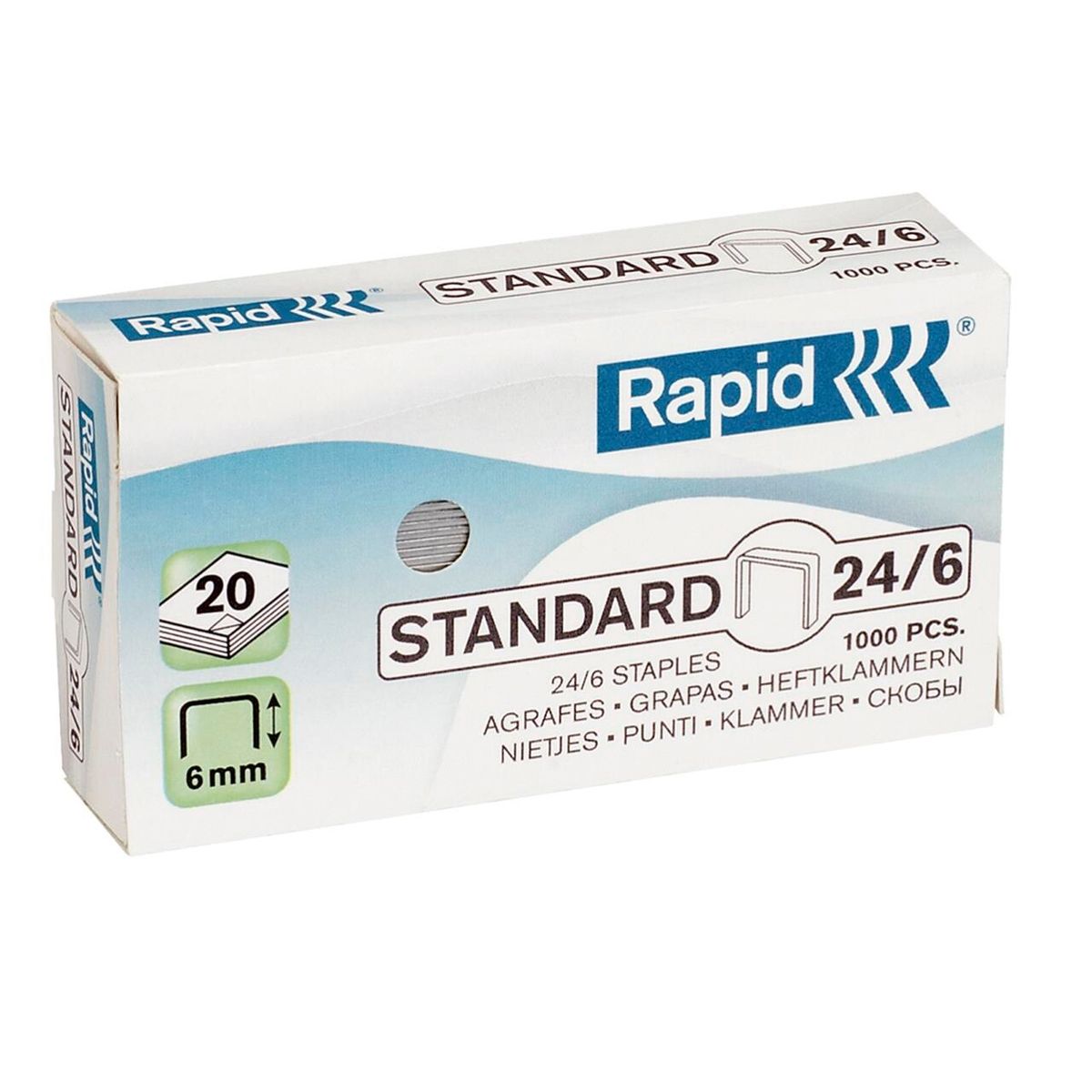 Hæfteklamme Rapid Stand. 24/6 galv. 1000stk/pak