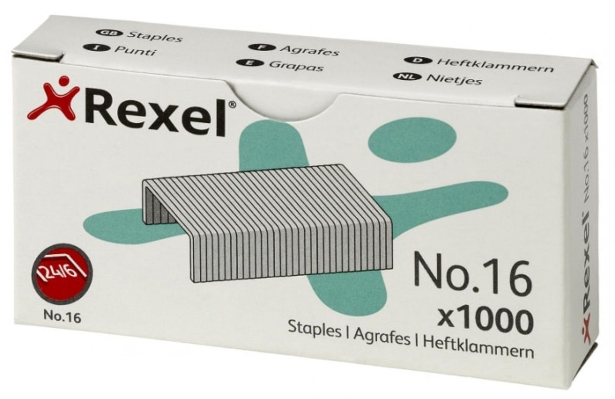 Hæfteklammer REXEL no 16 24/6 sølv.