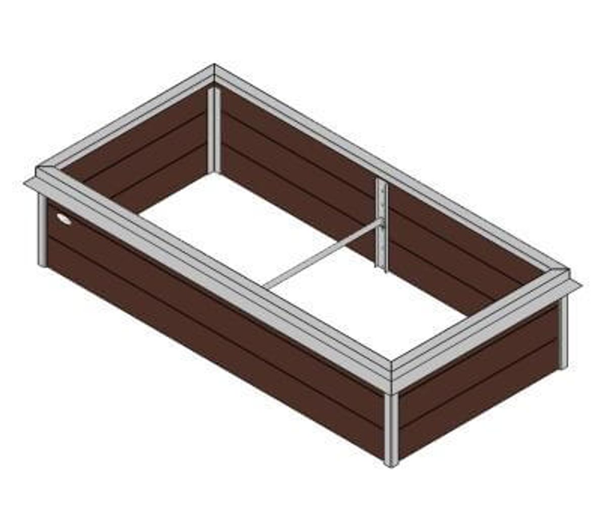 Højbed Classic med sneglekant - Brun 120x120xH42