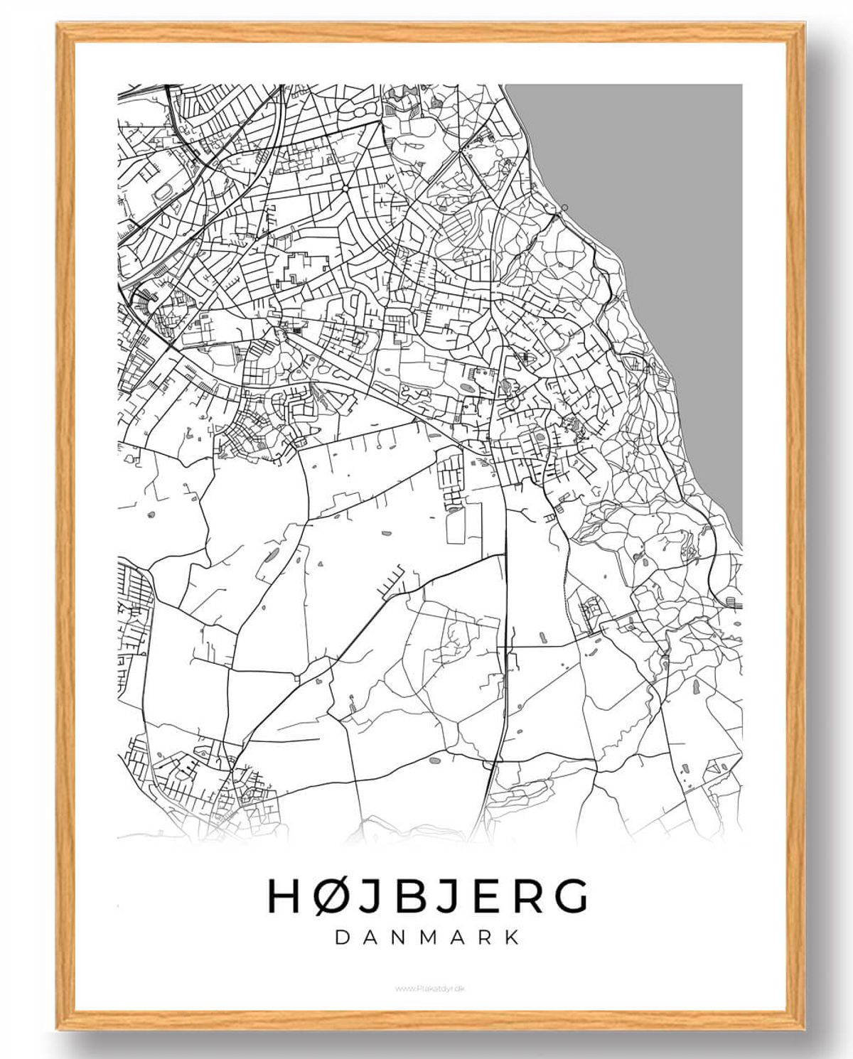 Højbjerg by plakat - hvid (Størrelse: L - 50x70cm (B2))