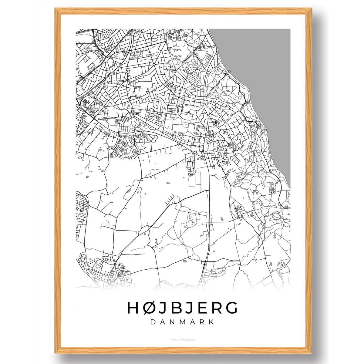 Højbjerg by plakat - hvid (Størrelse: M - 30x40cm)