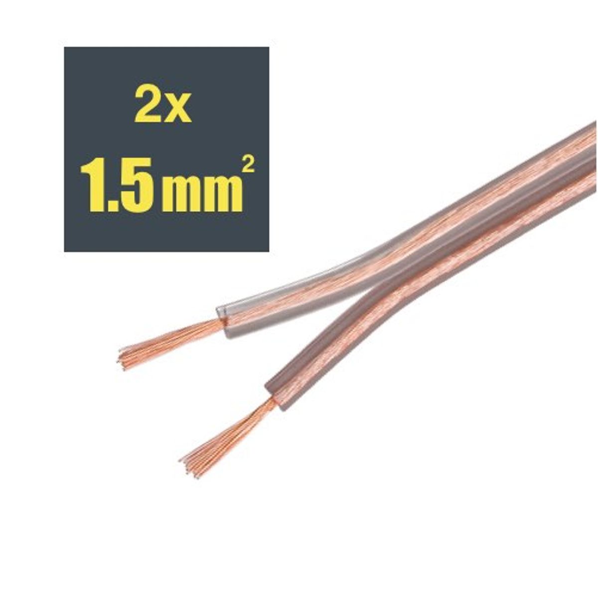 Højtaler kabel (2 x 1.5 mm ²) (Gennemsigtig) - 25,0 m - Goobay