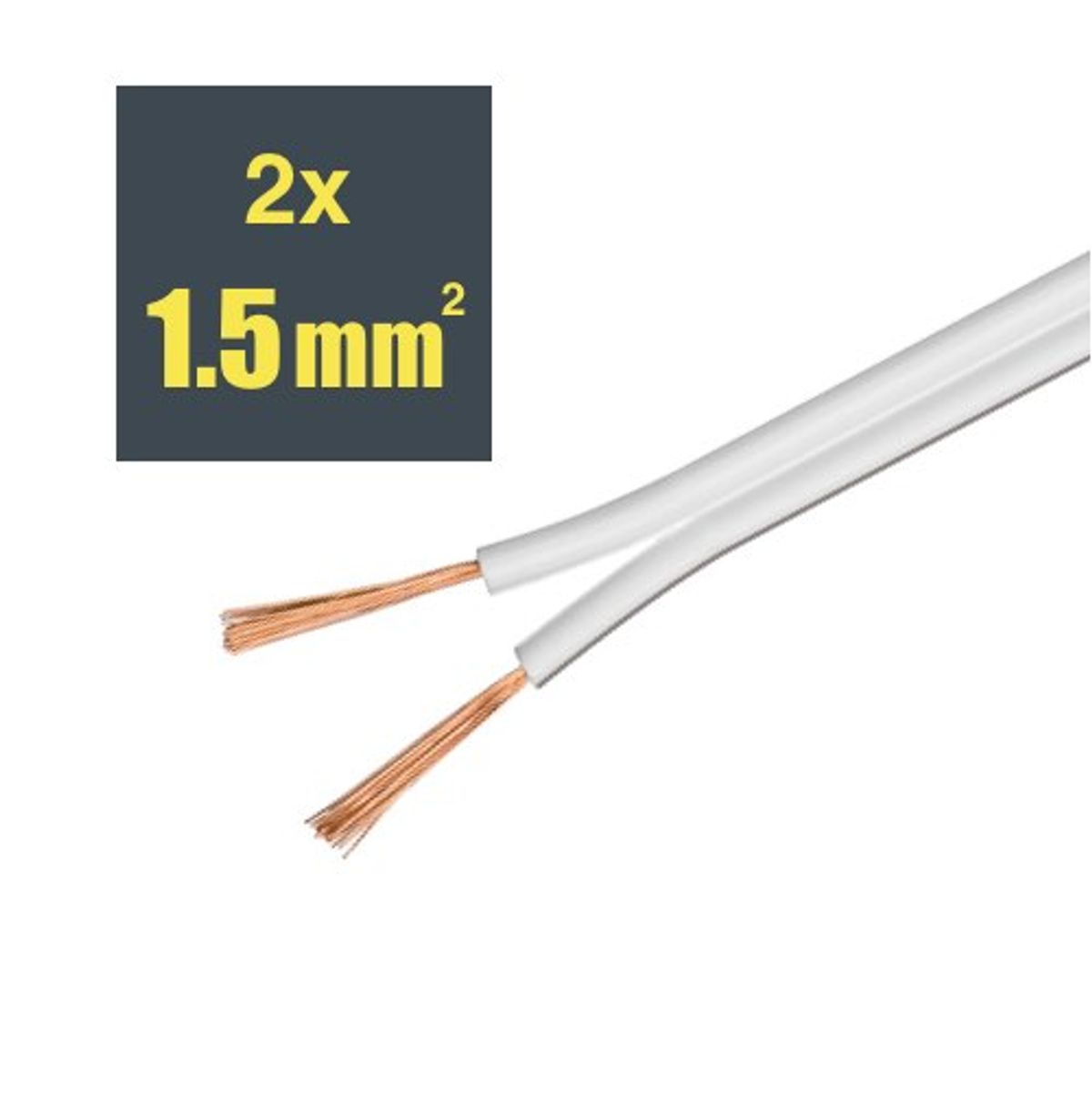 Højtaler kabel (2 x 1.5 mm ²) (Hvid) - 1,0 m - Goobay