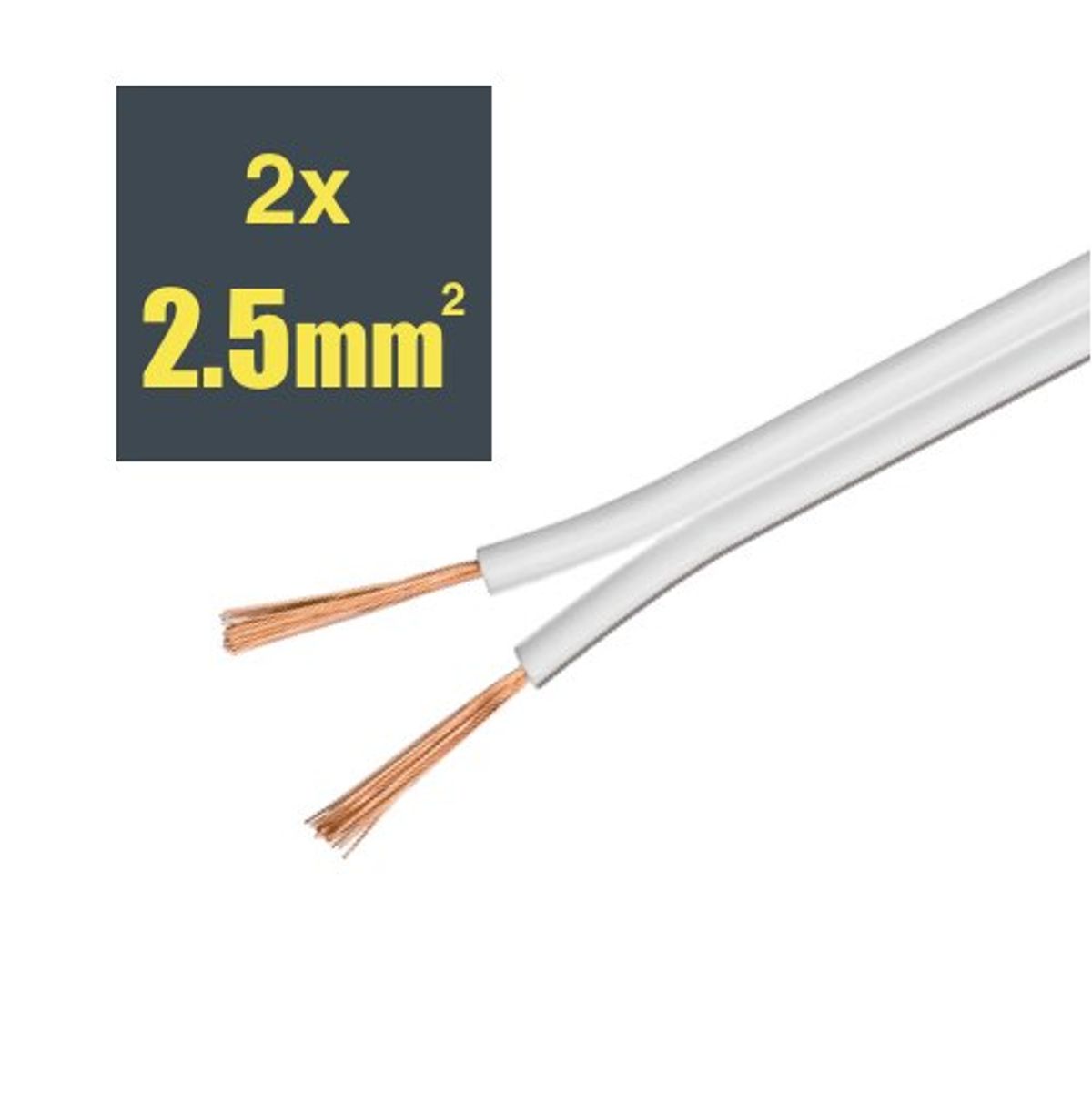 Højtaler kabel (2 x 2.5 mm ²) (Hvid) - 1,0 m - Goobay