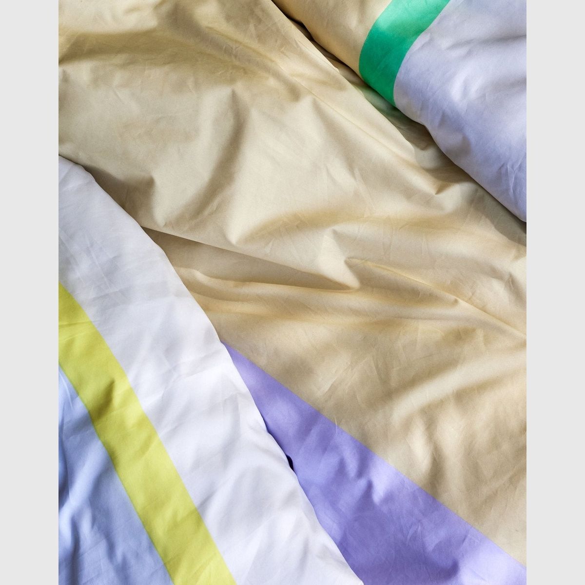 Hübsch Block Bed Linen 60/200 - lyseblå/flerfarvet