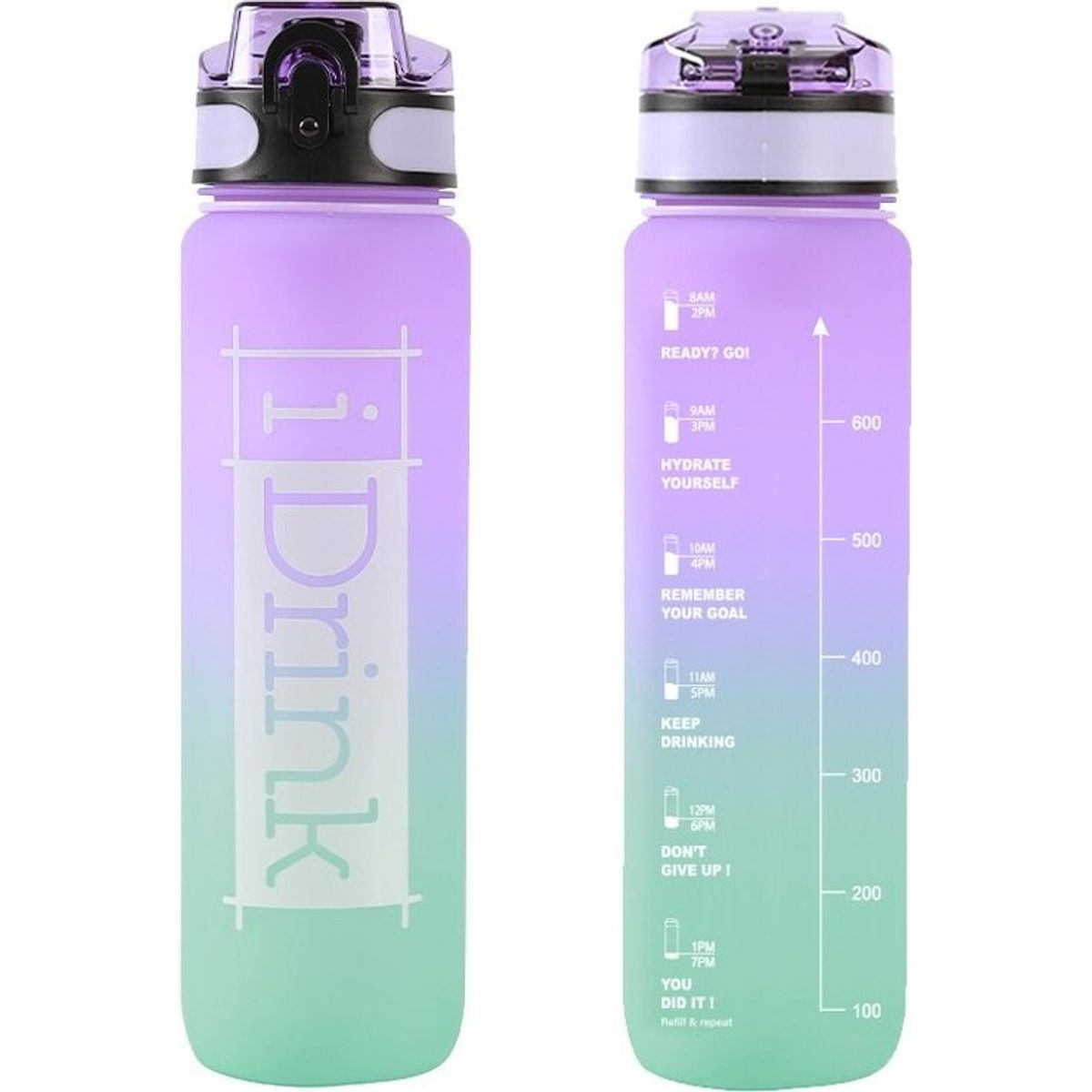 I-drink - Tritan Bottle - 1000 Ml Purple And Aquamarine