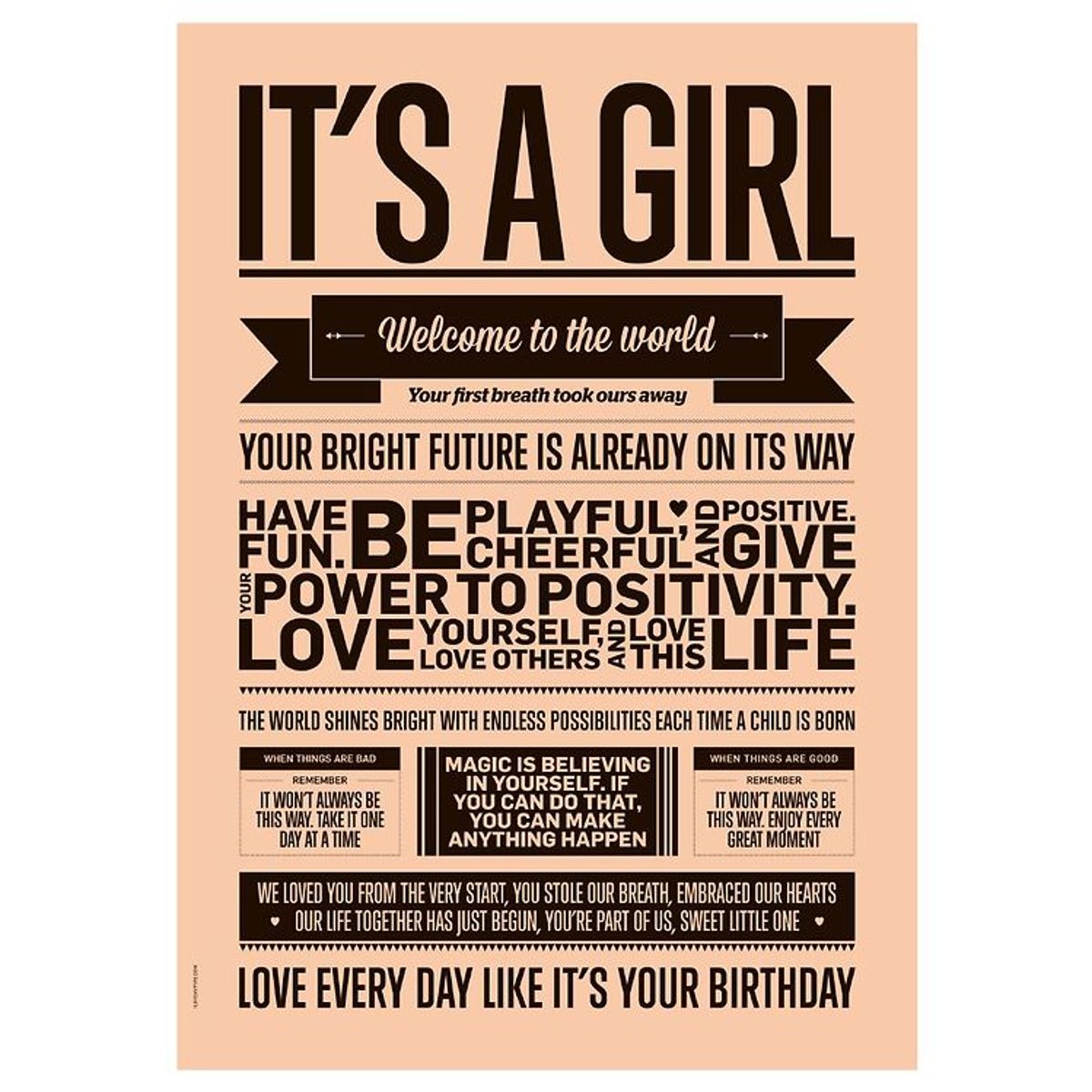 I Love My Type Plakat - A3 - Love Typography - It's A Girl