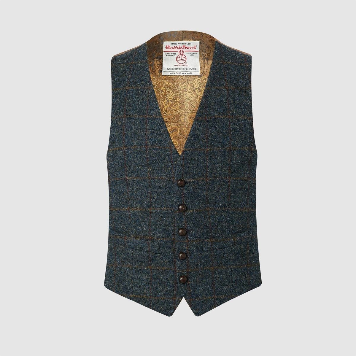 Iain vest, blue multi, Harris Tweed - 50 UK