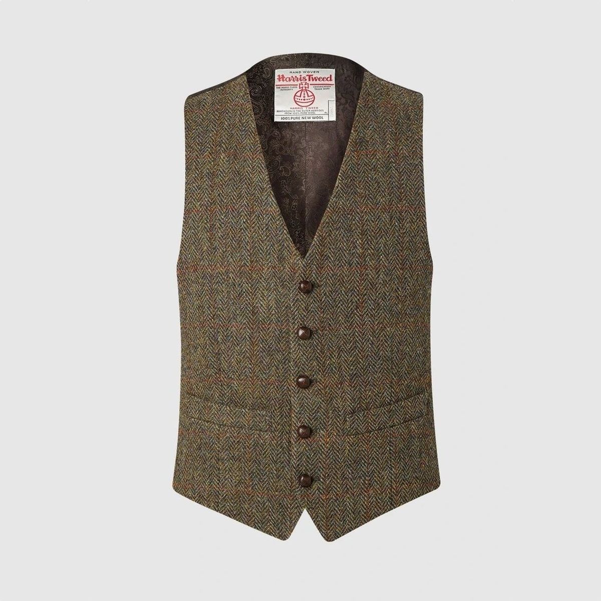 Iain vest, brun, Harris Tweed - 38 UK