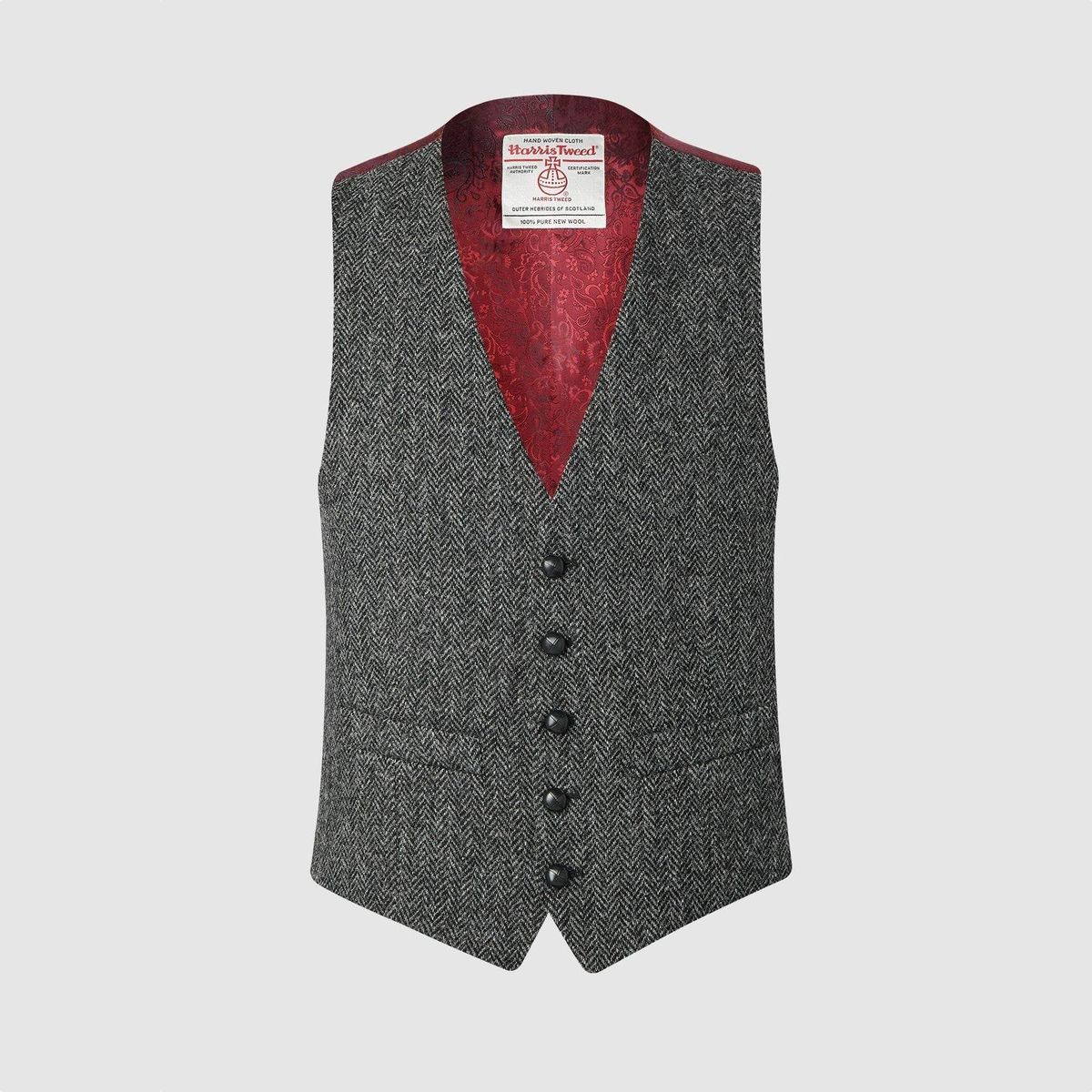 Iain vest, koksgrå, Harris Tweed - 42 UK