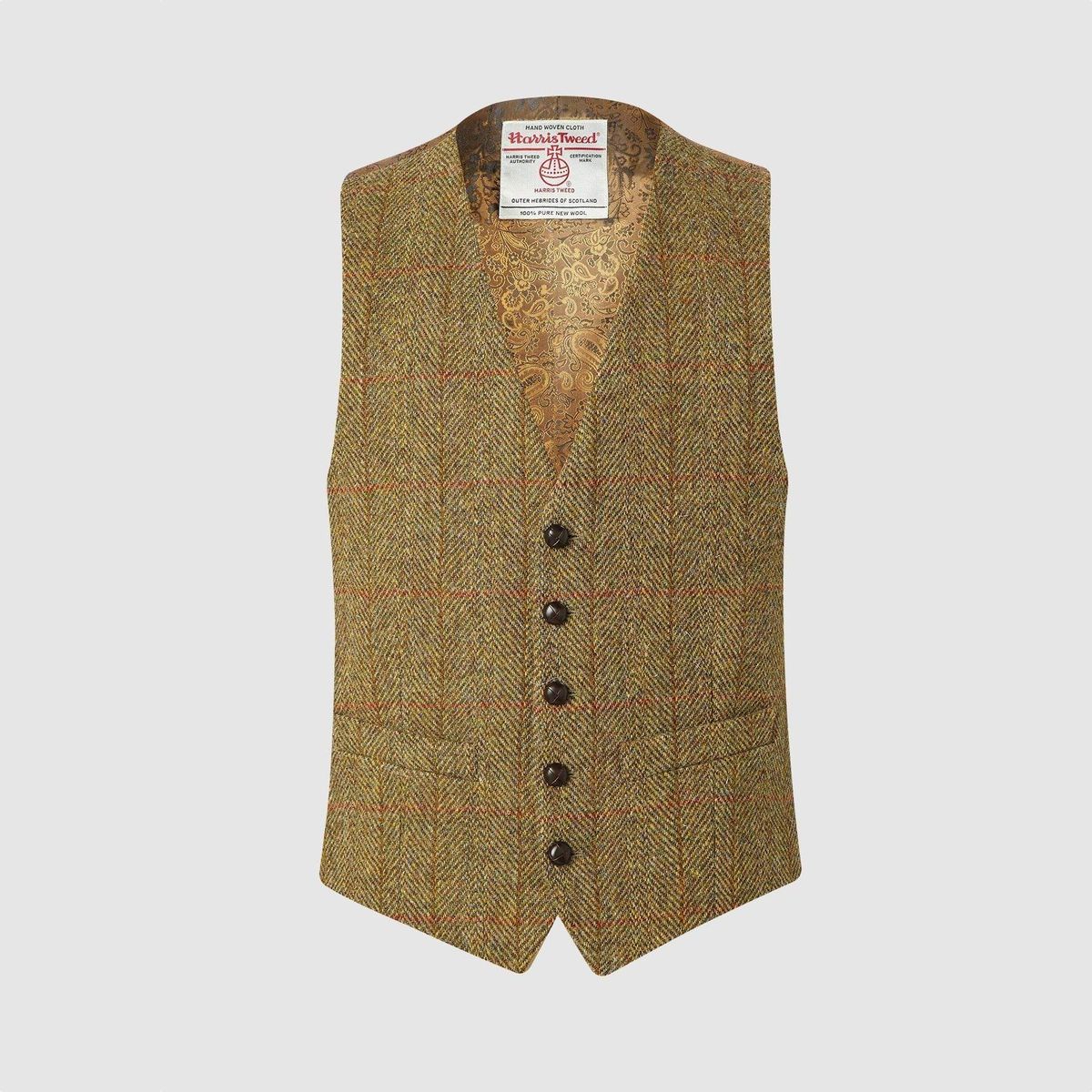 Iain vest, mustard, Harris Tweed - 38 UK