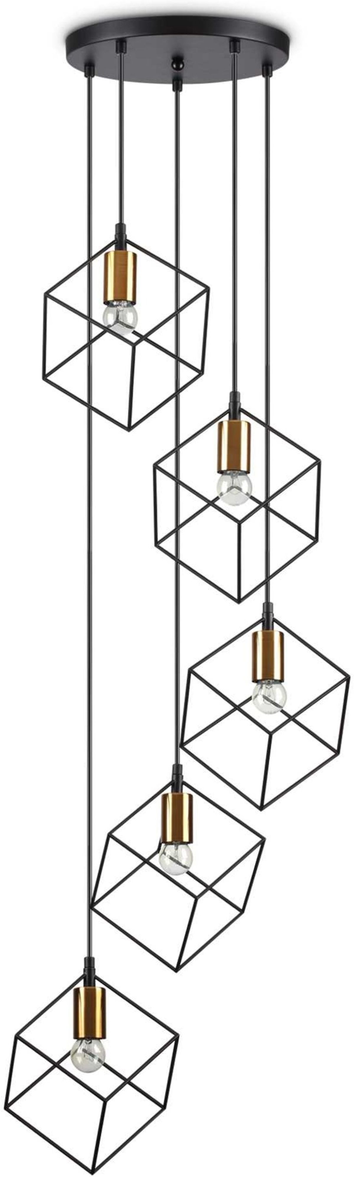 Ice, Pendel lampe, E27 max 5 x 60W, E27, sort, metal, Ø500xHmin600/max2455mm